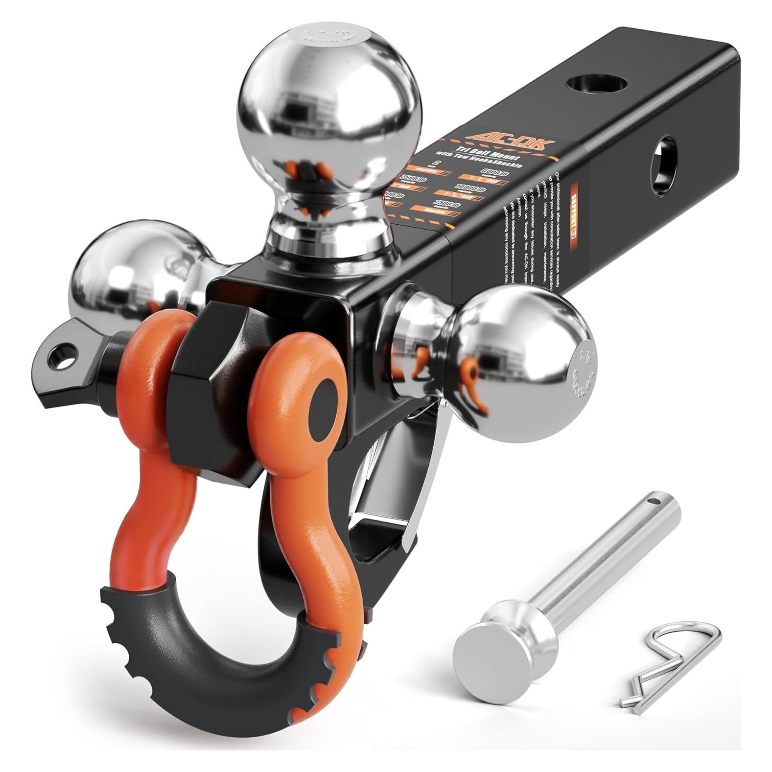 Soporte de Remolque Tri-Bola AC-DK con Gancho y Grillete 10,000 lbs