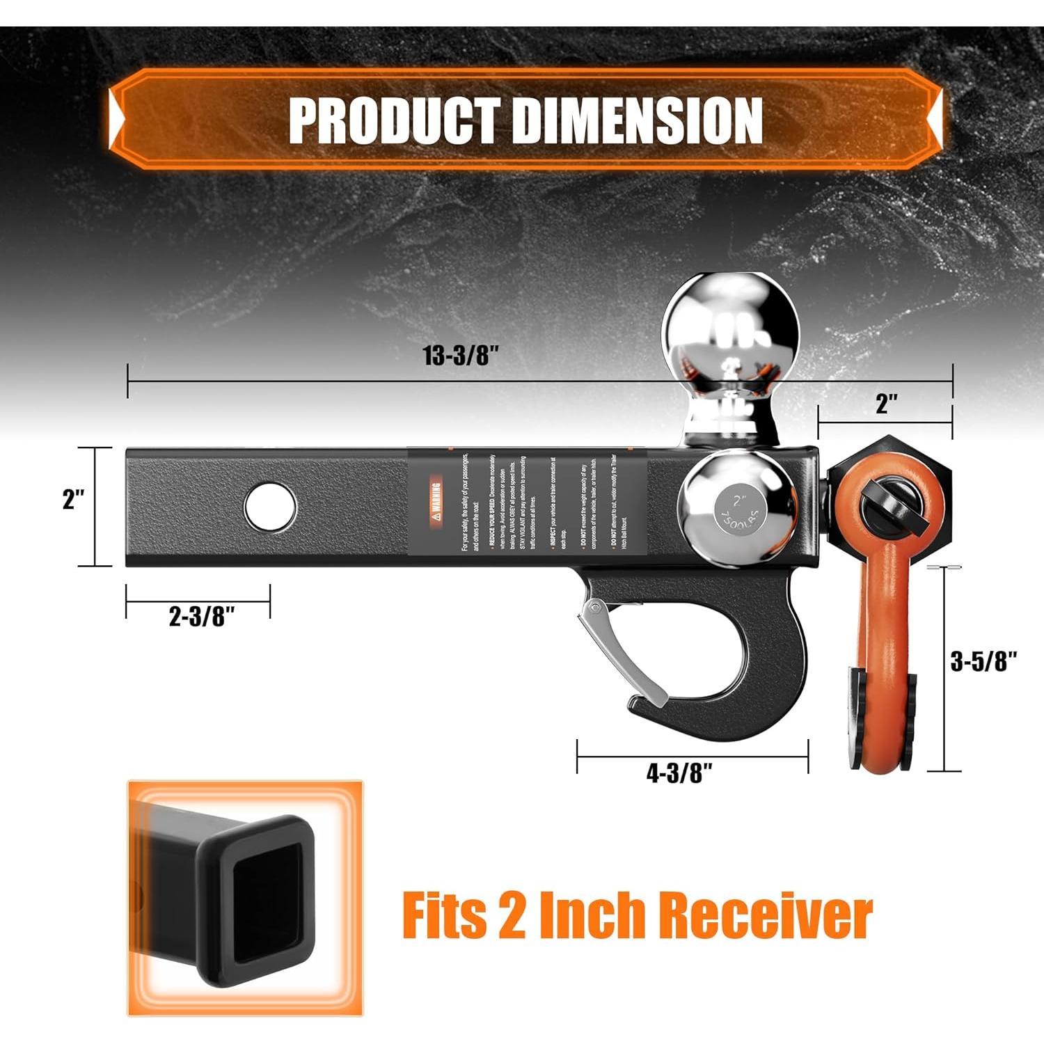 Soporte de Remolque Tri-Bola AC-DK con Gancho y Grillete 10,000 lbs