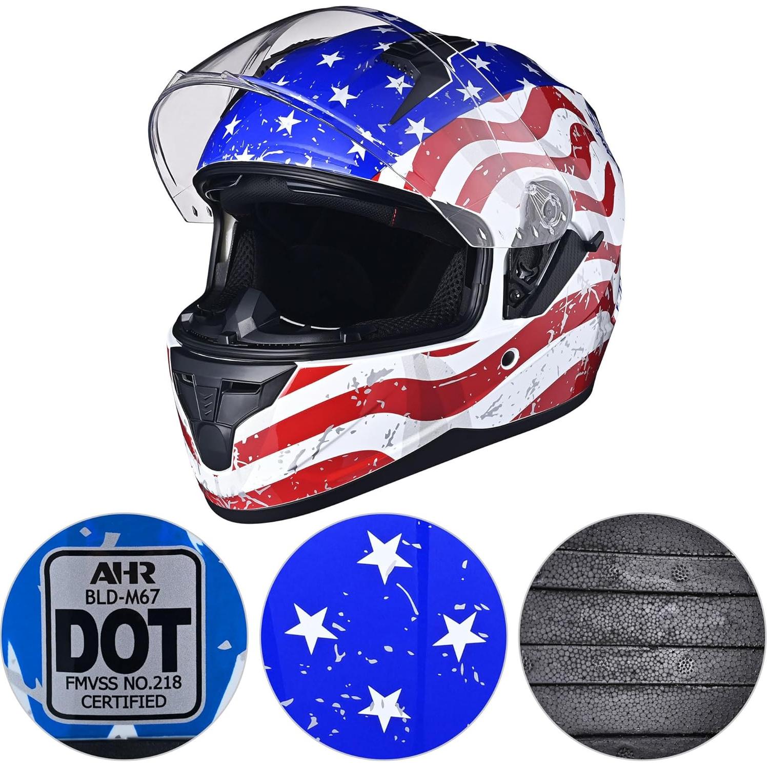 Casco AHR RUN-F1 completo ligero con doble visor negro