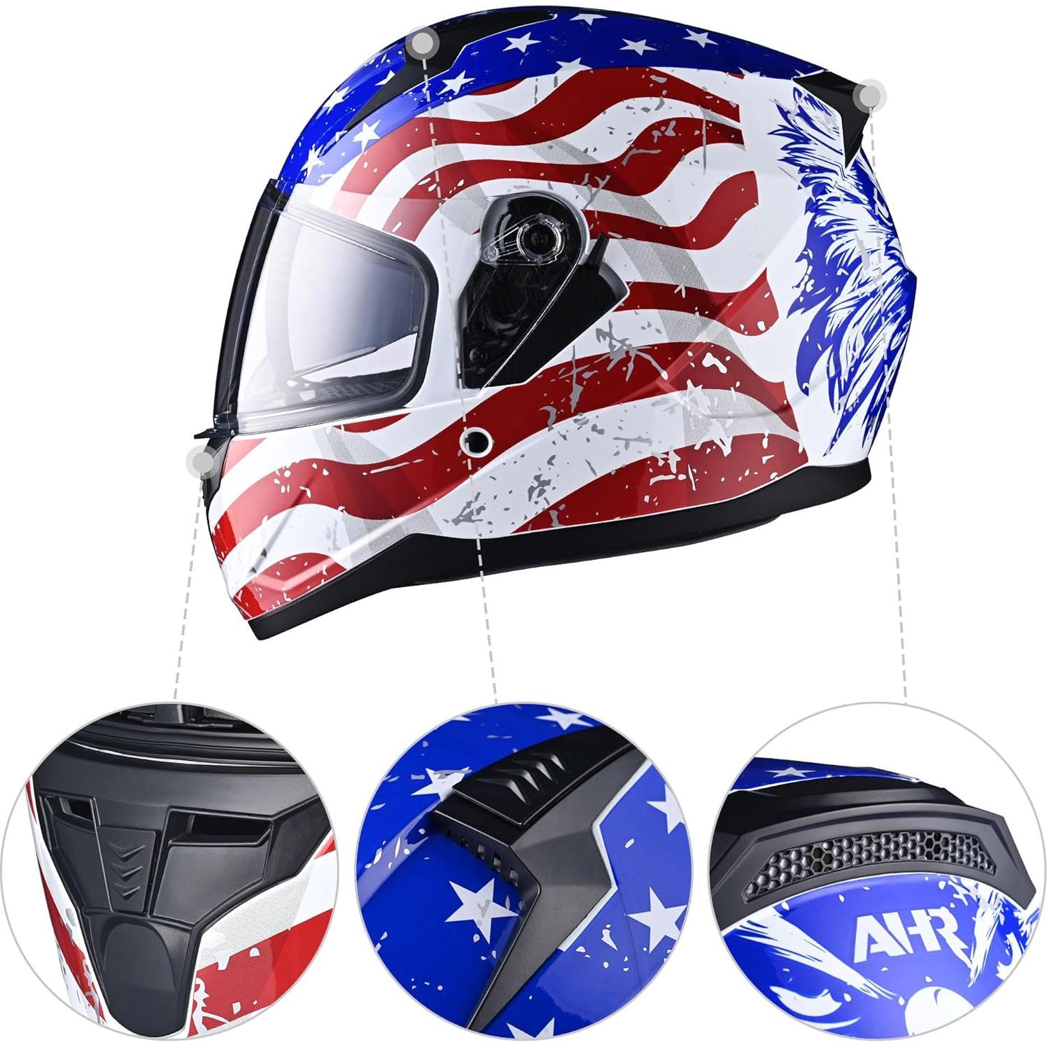 Casco AHR RUN-F1 completo ligero con doble visor negro