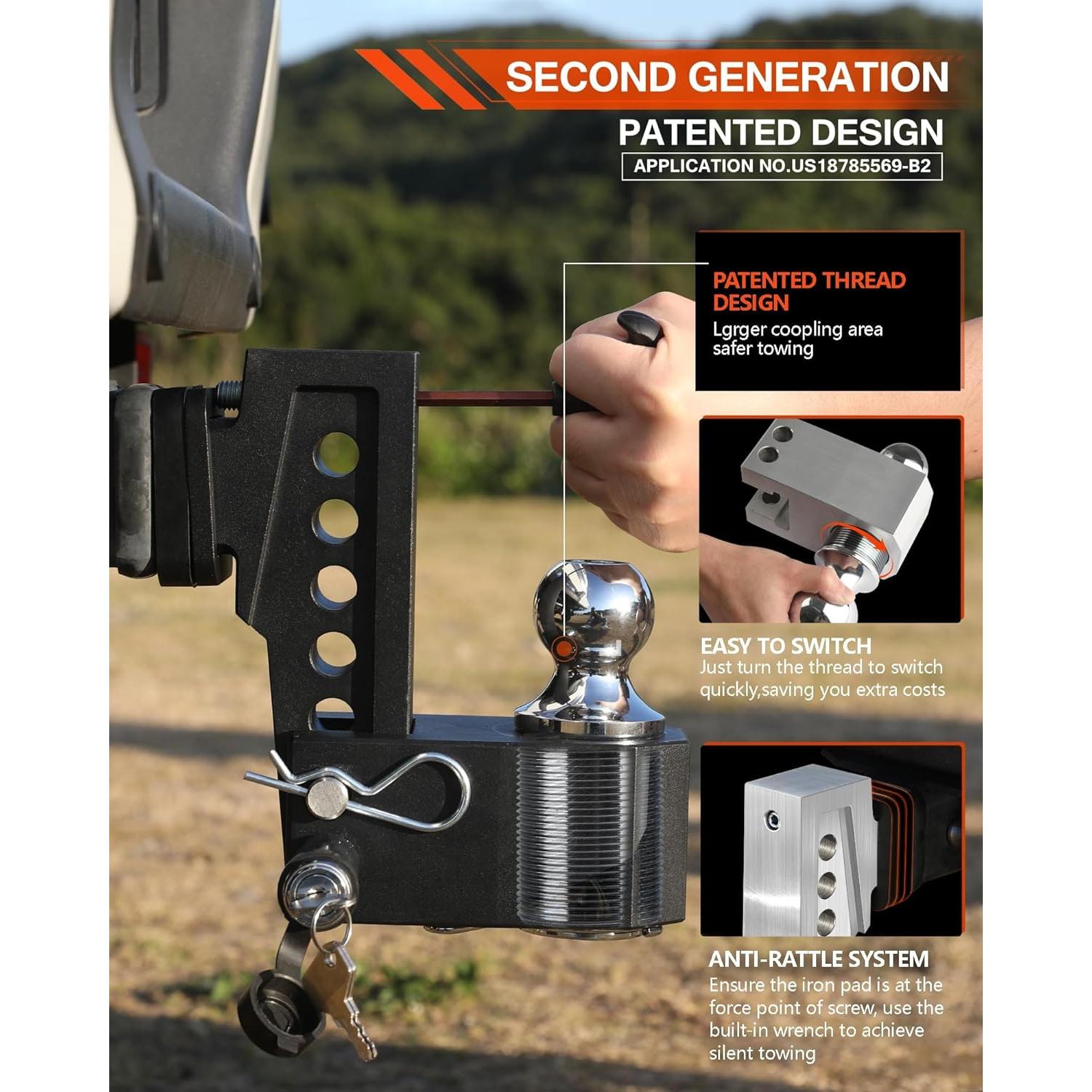 Enganche de Remolque Ajustable OCTORA 912006 5670 KG Negro