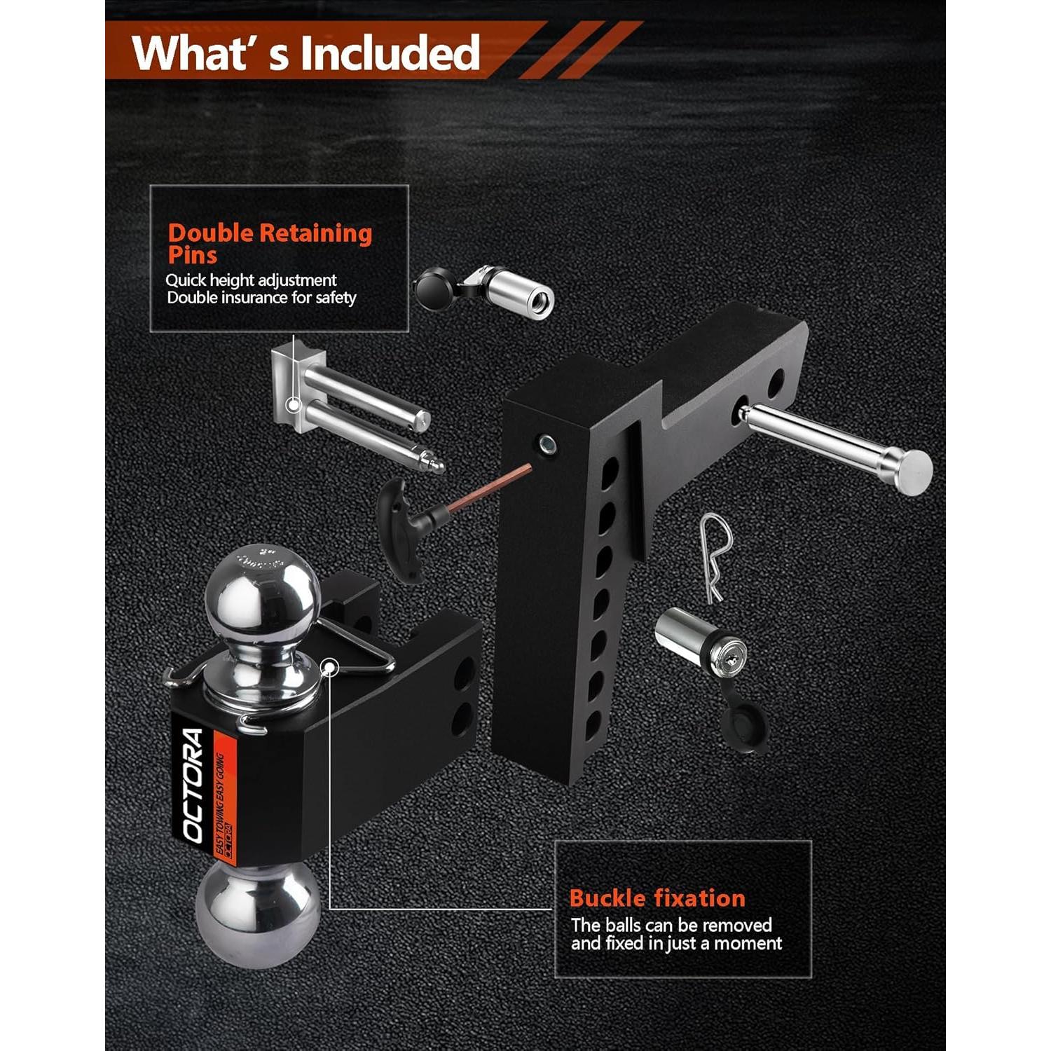 Enganche de Remolque Ajustable OCTORA 912006 5670 KG Negro