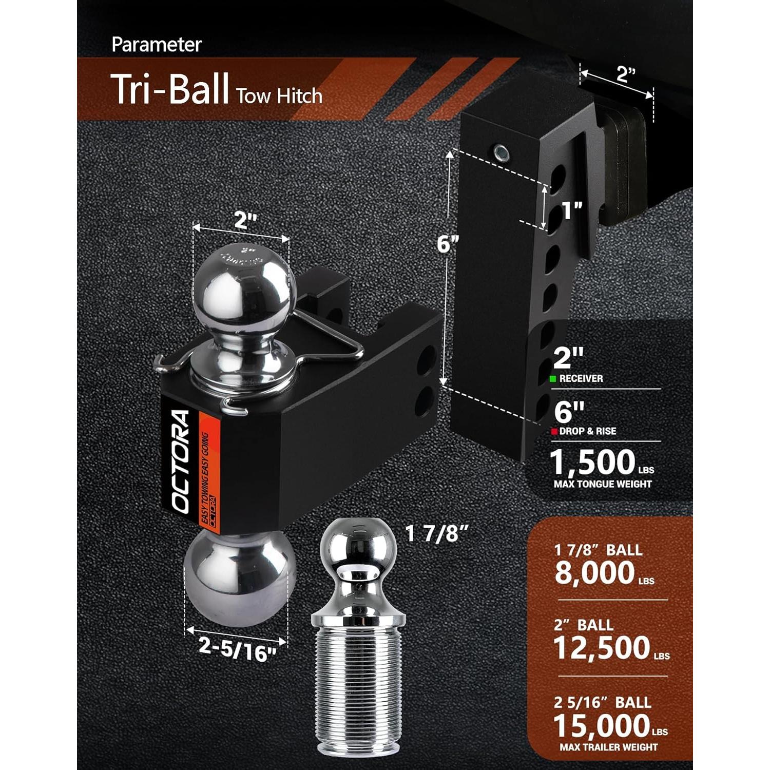 Enganche de Remolque Ajustable OCTORA 912006 5670 KG Negro