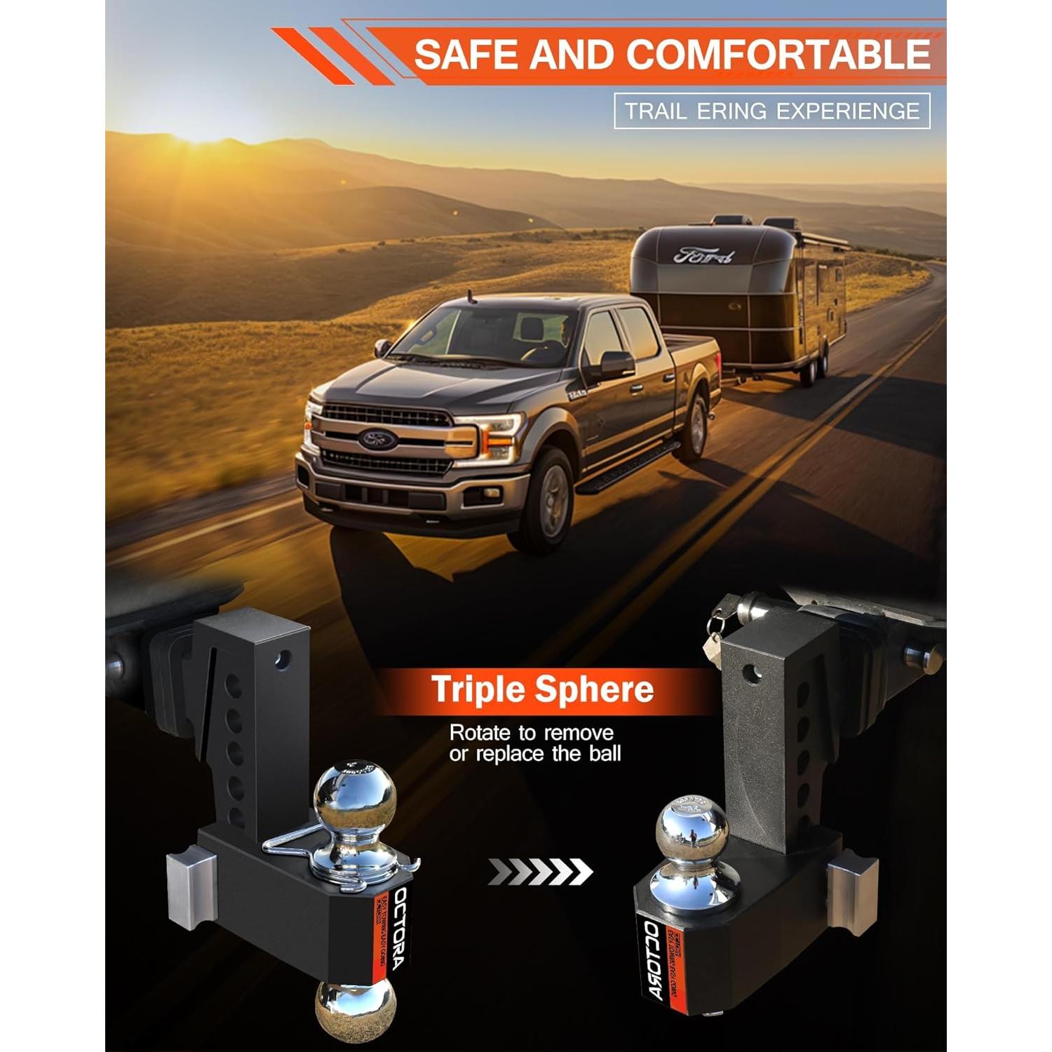 Enganche de Remolque Ajustable OCTORA 912006 5670 KG Negro