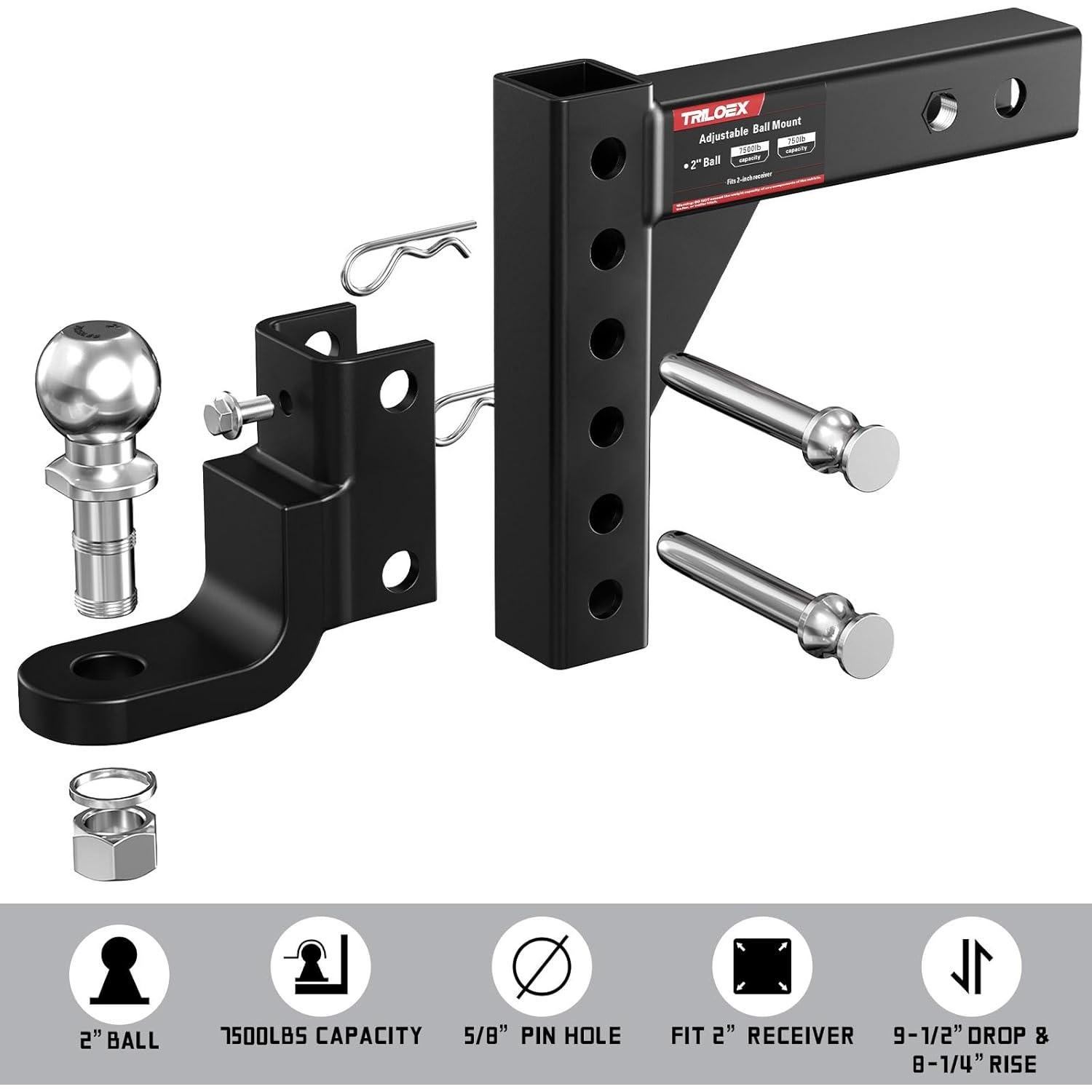 Soporte de bola de remolque Triloex ajustable 7500 lbs