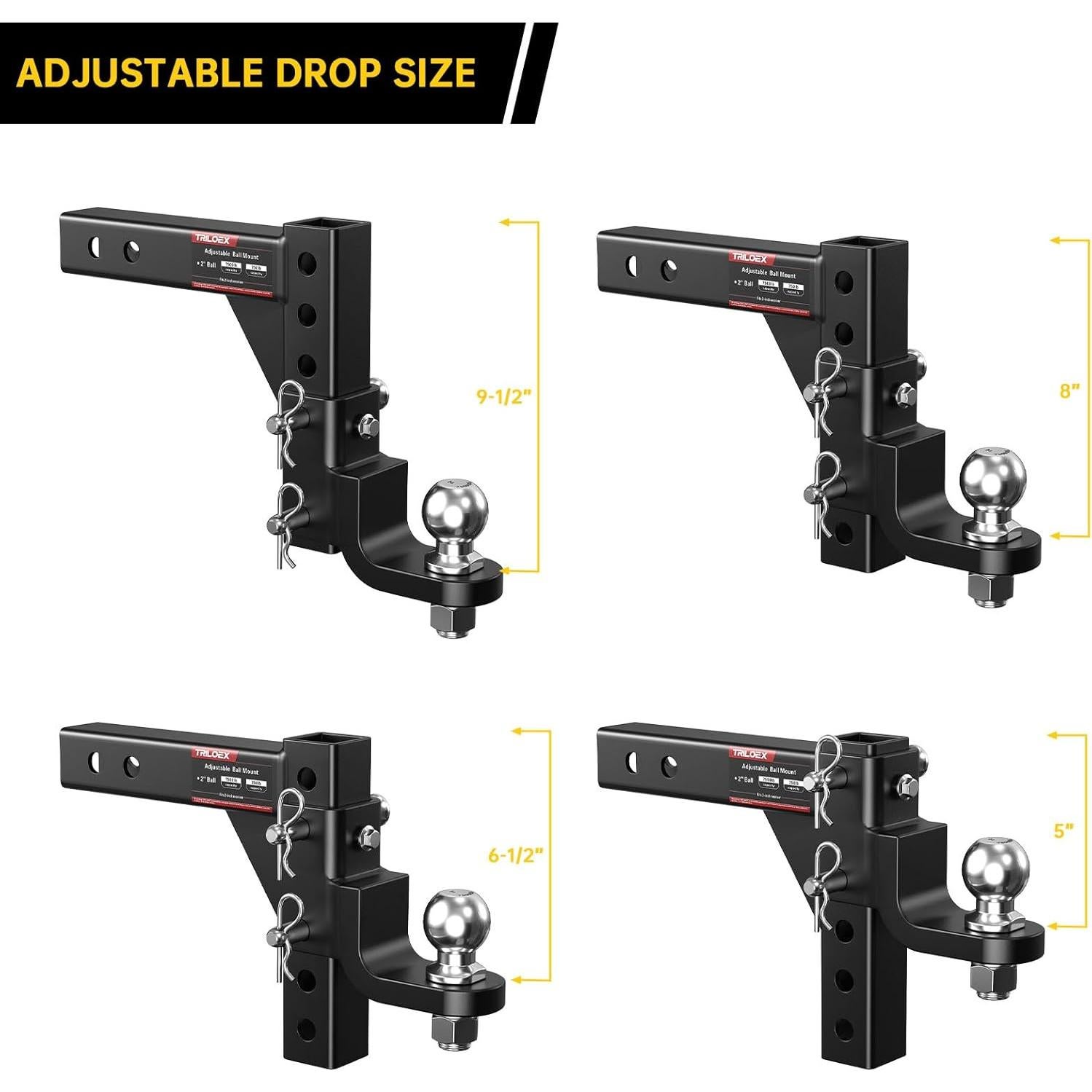 Soporte de bola de remolque Triloex ajustable 7500 lbs