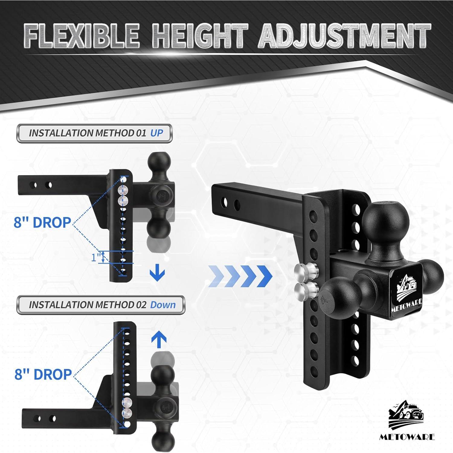 Enganche de Remolque METOWARE Tri-Bola 8" 12,500 LBS