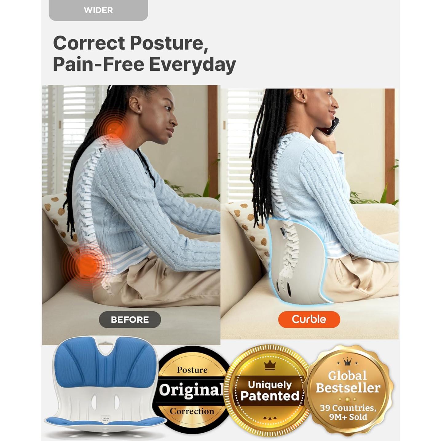 Silla Ergonómica Curble Wider Azul - Soporte Lumbar y Postura