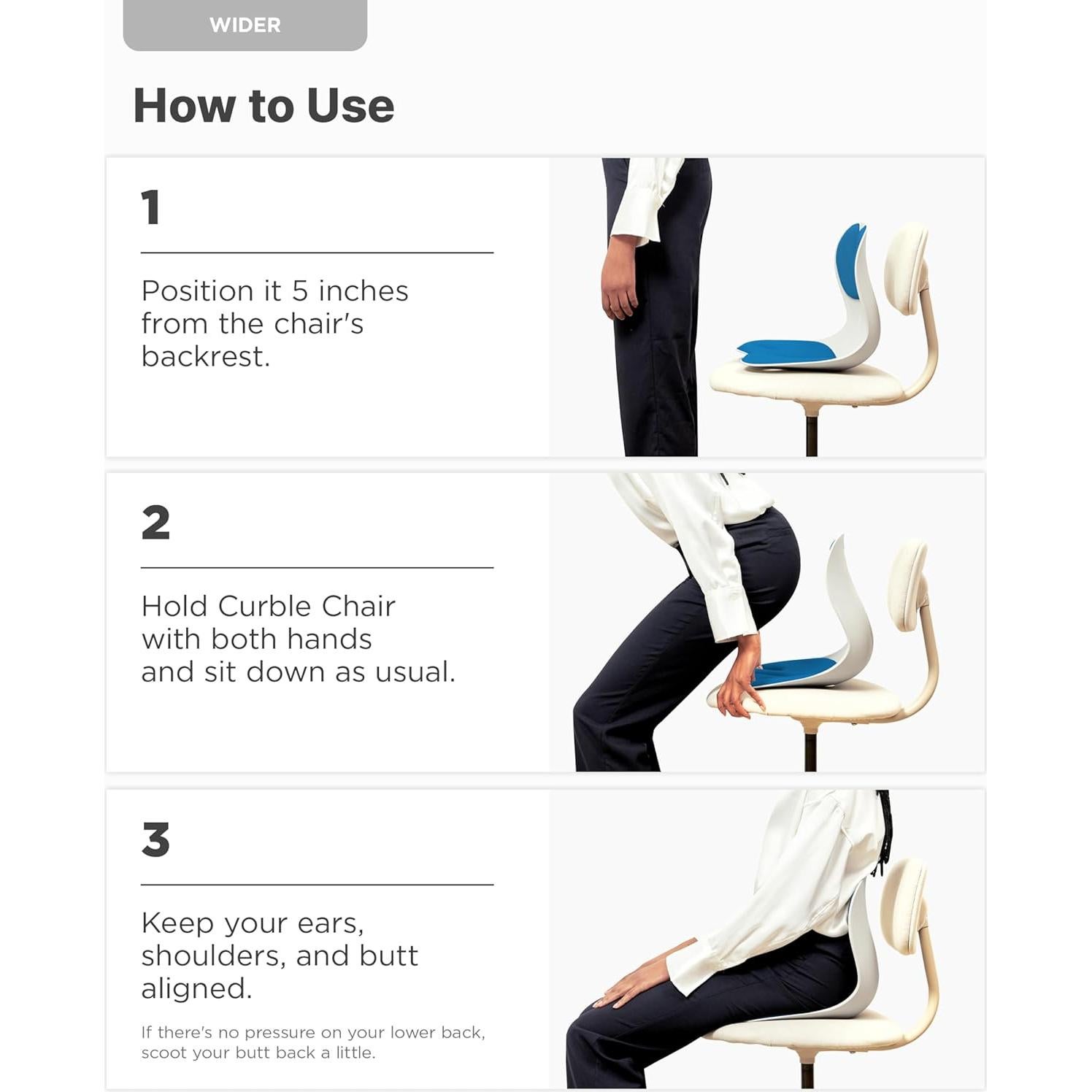 Silla Ergonómica Curble Wider Azul - Soporte Lumbar y Postura