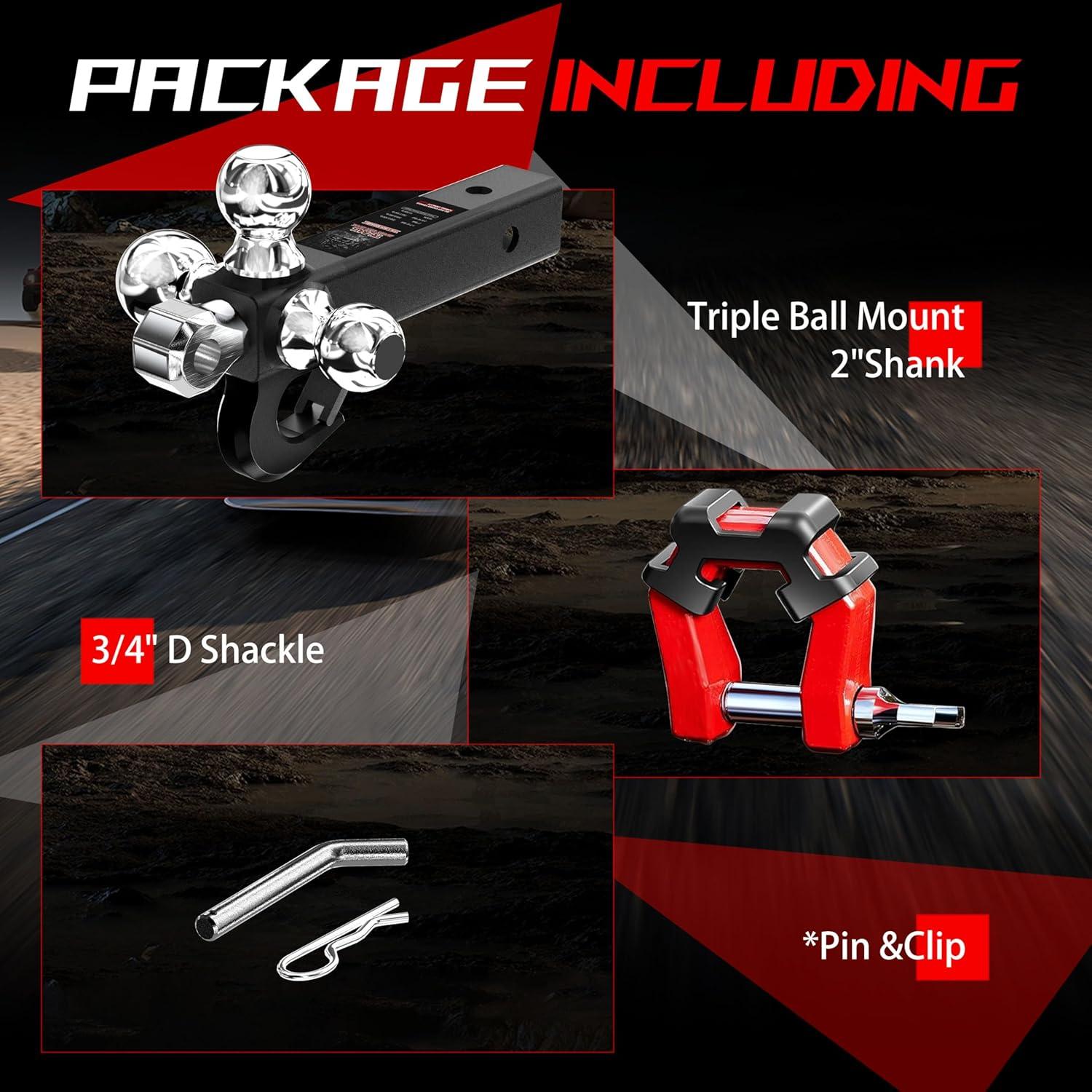 Soporte de Enganche Tri Ball XPE 2" con Grillete 10,000 LBS