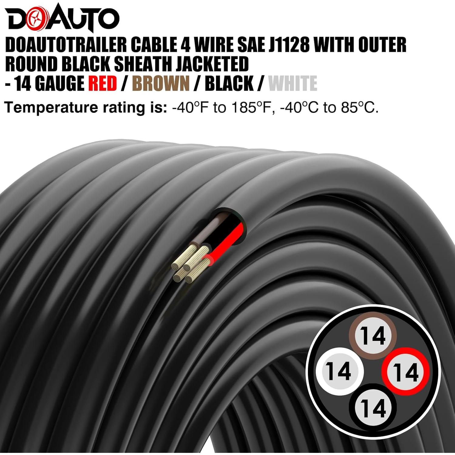 Cable de Conexión para Luz de Remolque DOAUTO 30.48m 4 Vías 14AWG