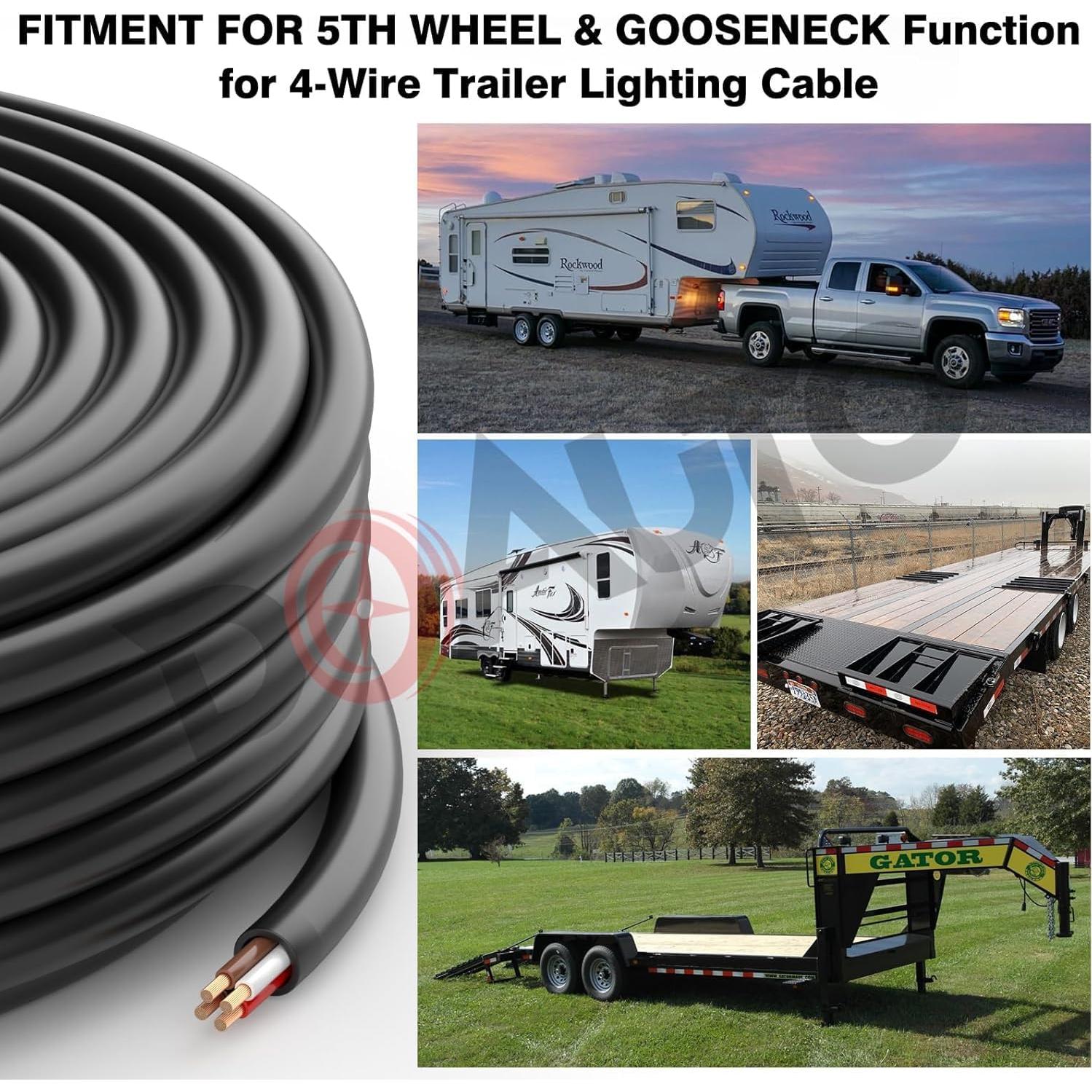 Cable de Conexión para Luz de Remolque DOAUTO 30.48m 4 Vías 14AWG