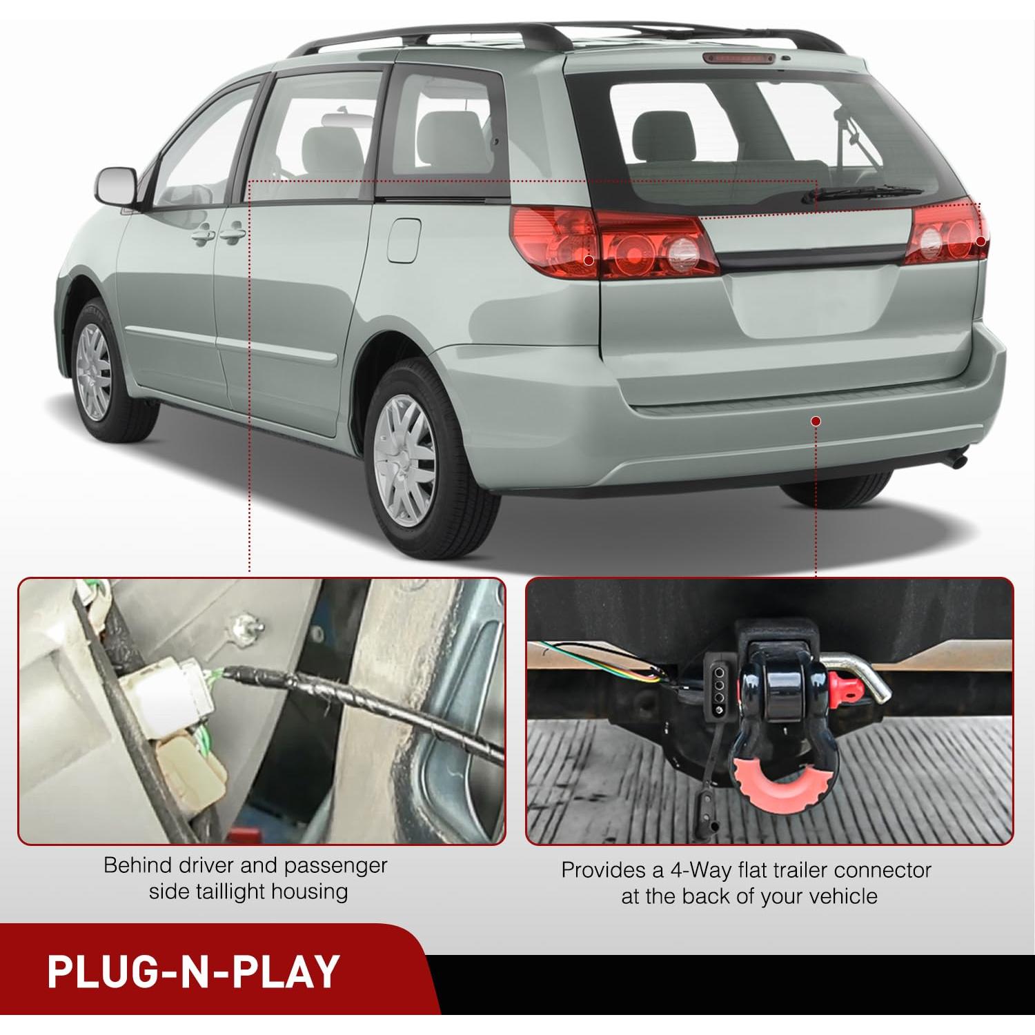 Arnés de Cableado para Remolque Nilight 4 Pines Toyota Sienna 2004-2010