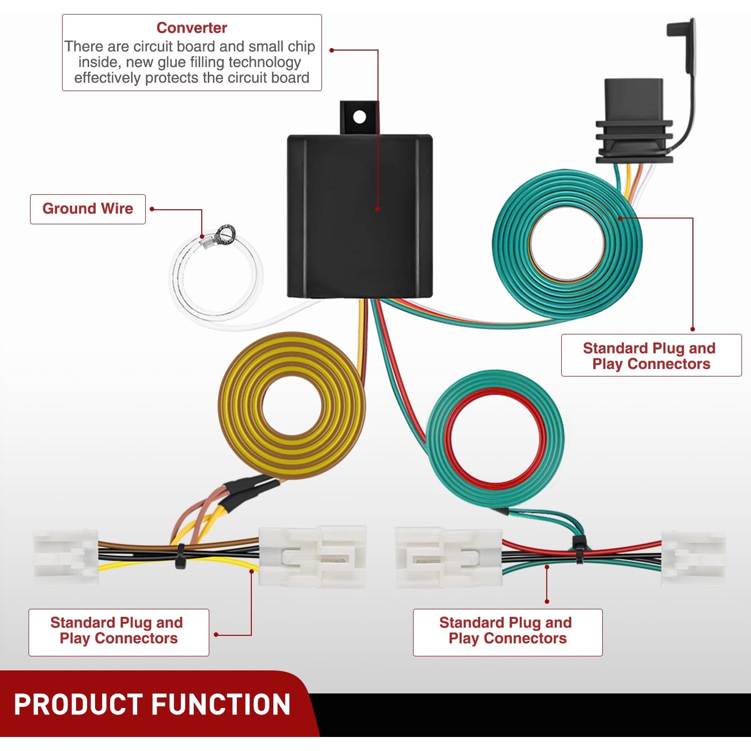 Arnés de Cableado para Remolque Nilight 4 Pines Toyota Sienna 2004-2010