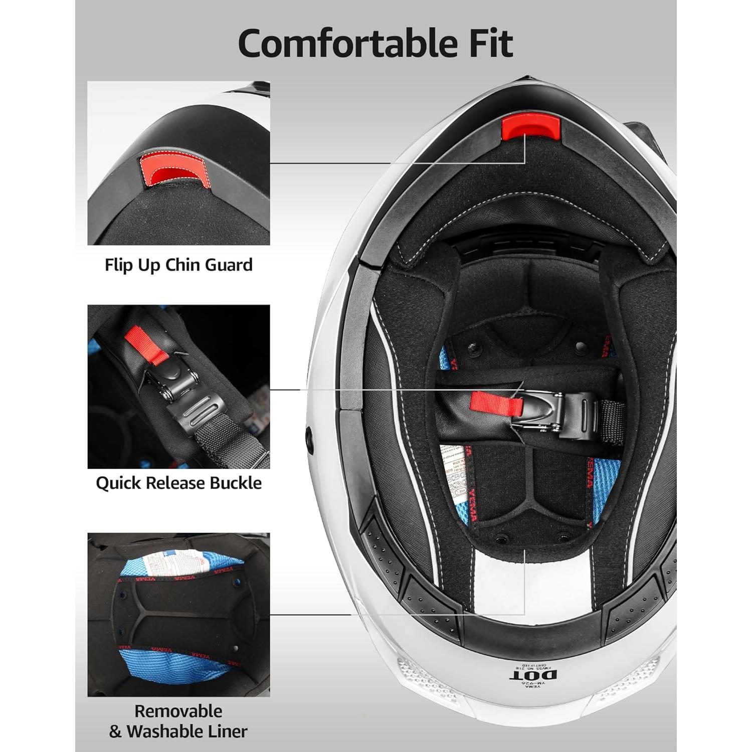 YEMA Casco Modular para Motocicleta YM-926 Negro Mate