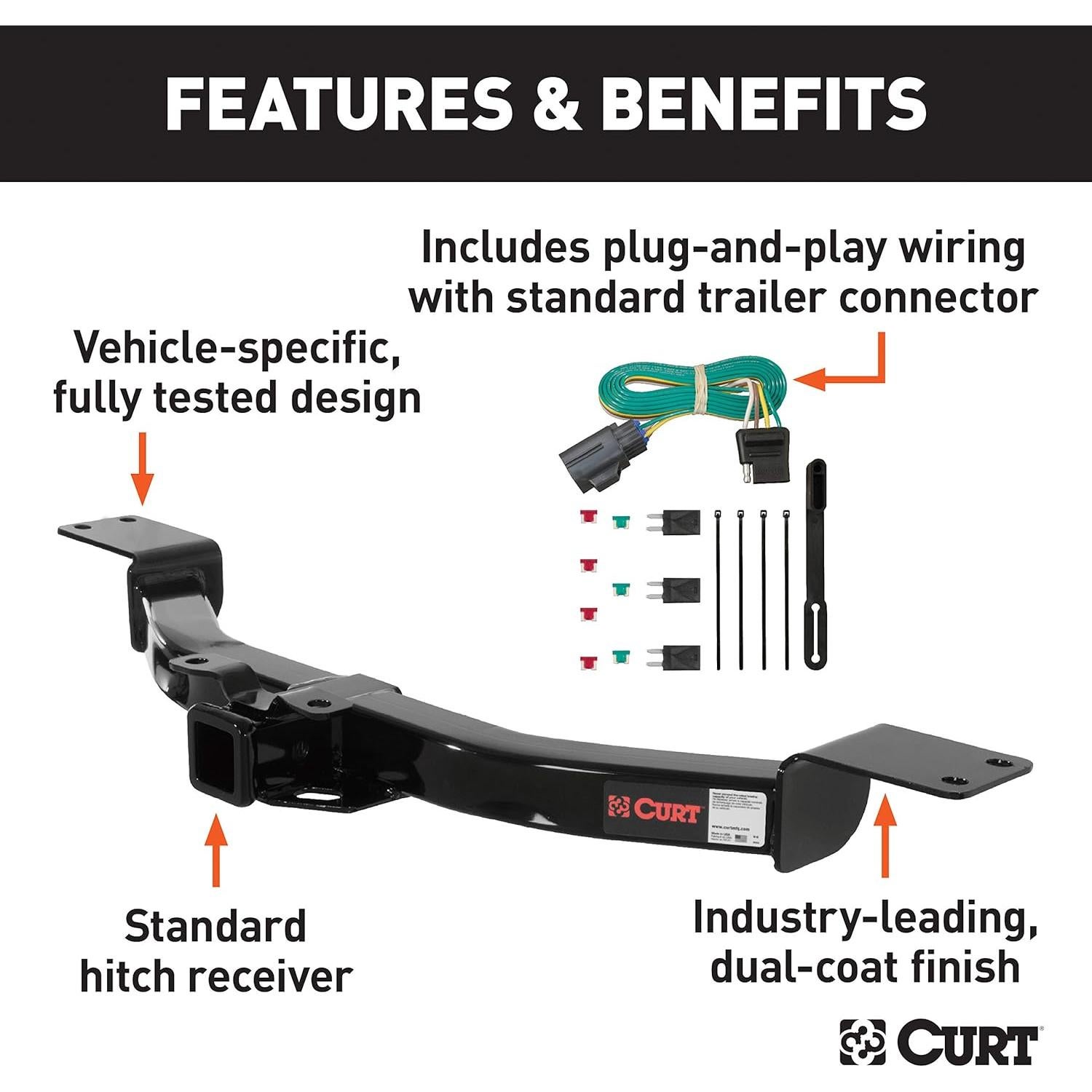 Enganche de Remolque CURT 99313 Clase 3 con Cableado 4 Pines