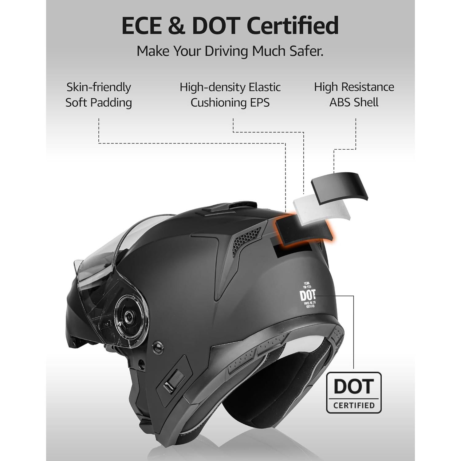 Casco Modular YEMA YM-926 para Motocicleta Doble Lente