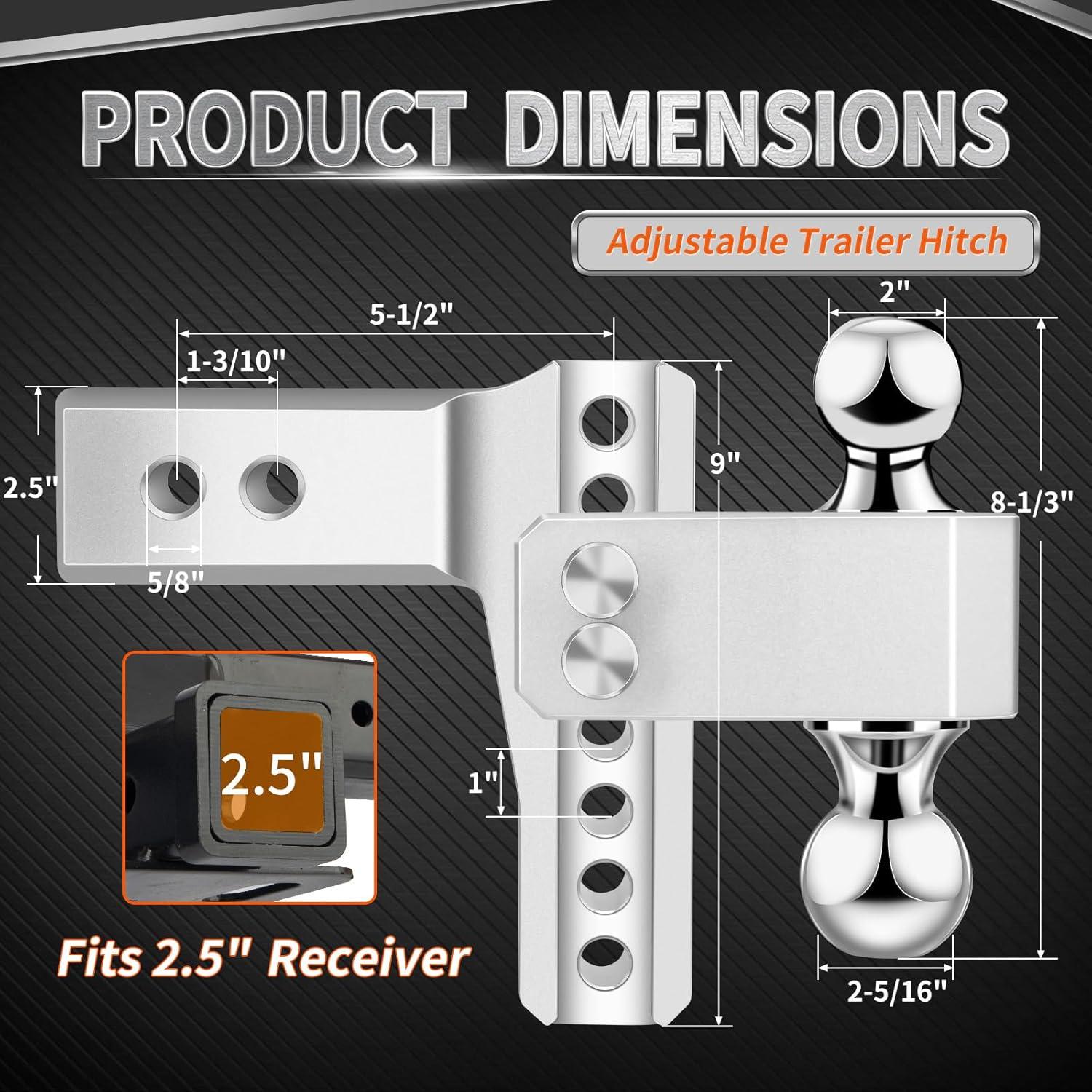 Enganche de Remolque Ajustable METOWARE 6" Aluminio 3628.74 KG