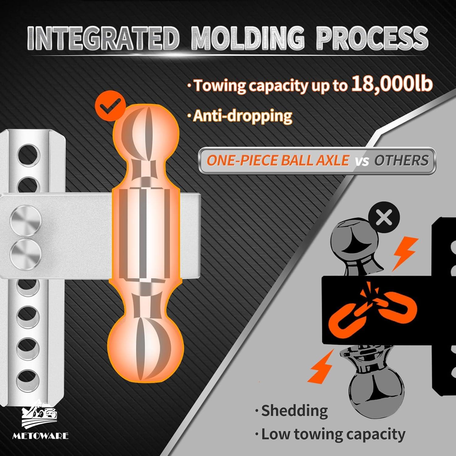 Enganche de Remolque Ajustable METOWARE 6" Aluminio 3628.74 KG