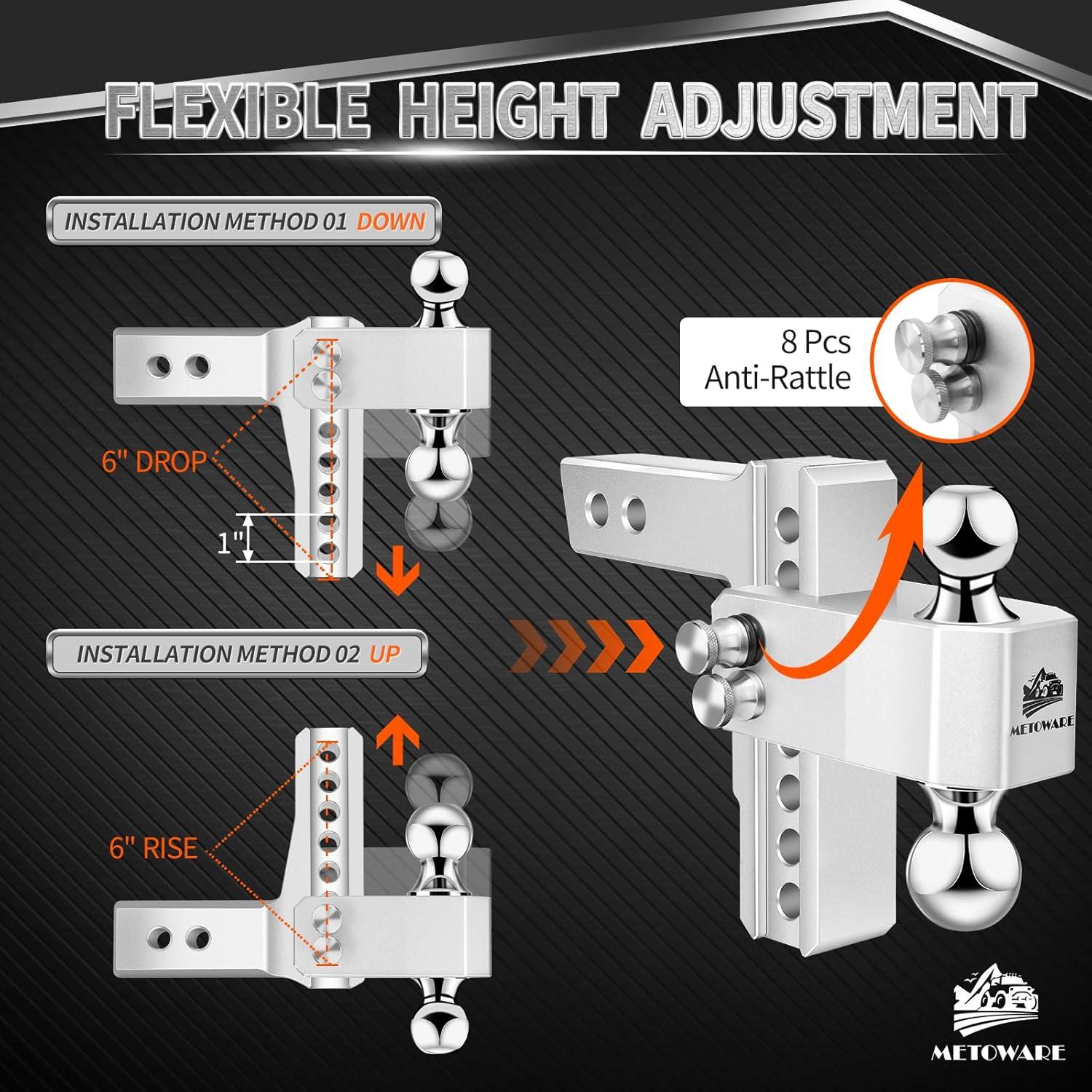 Enganche de Remolque Ajustable METOWARE 6" Aluminio 3628.74 KG