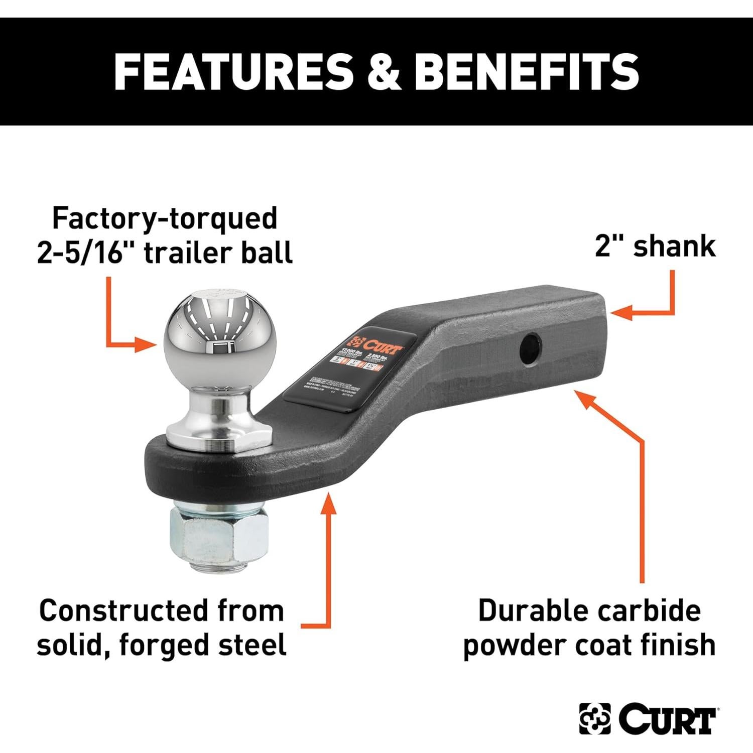 Soporte de Enganche de Remolque CURT 45331 6804 kg 2-5/16"