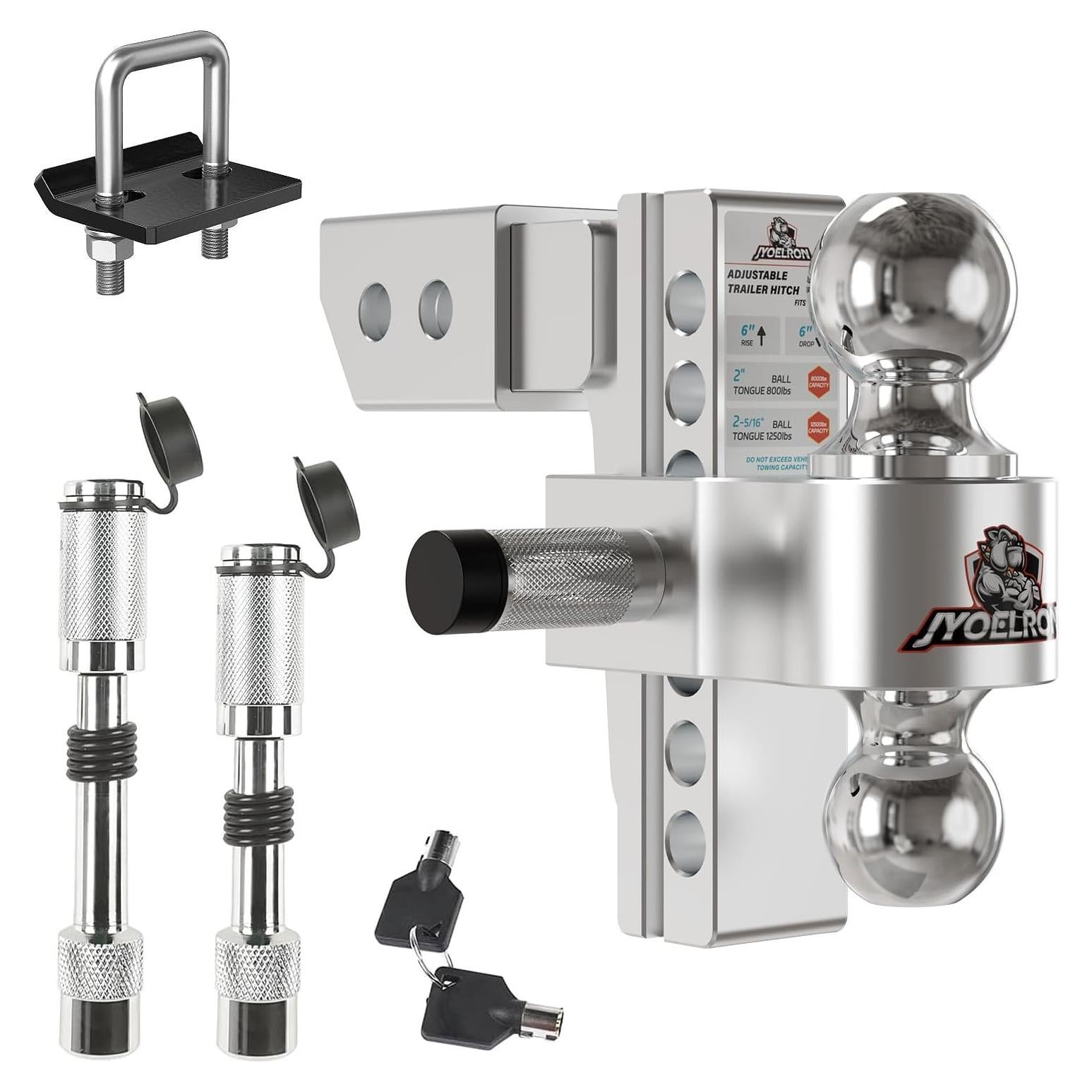 Enganche de Remolque Ajustable Jyoelron 2" y 2.5" 6" 12,500 LBS