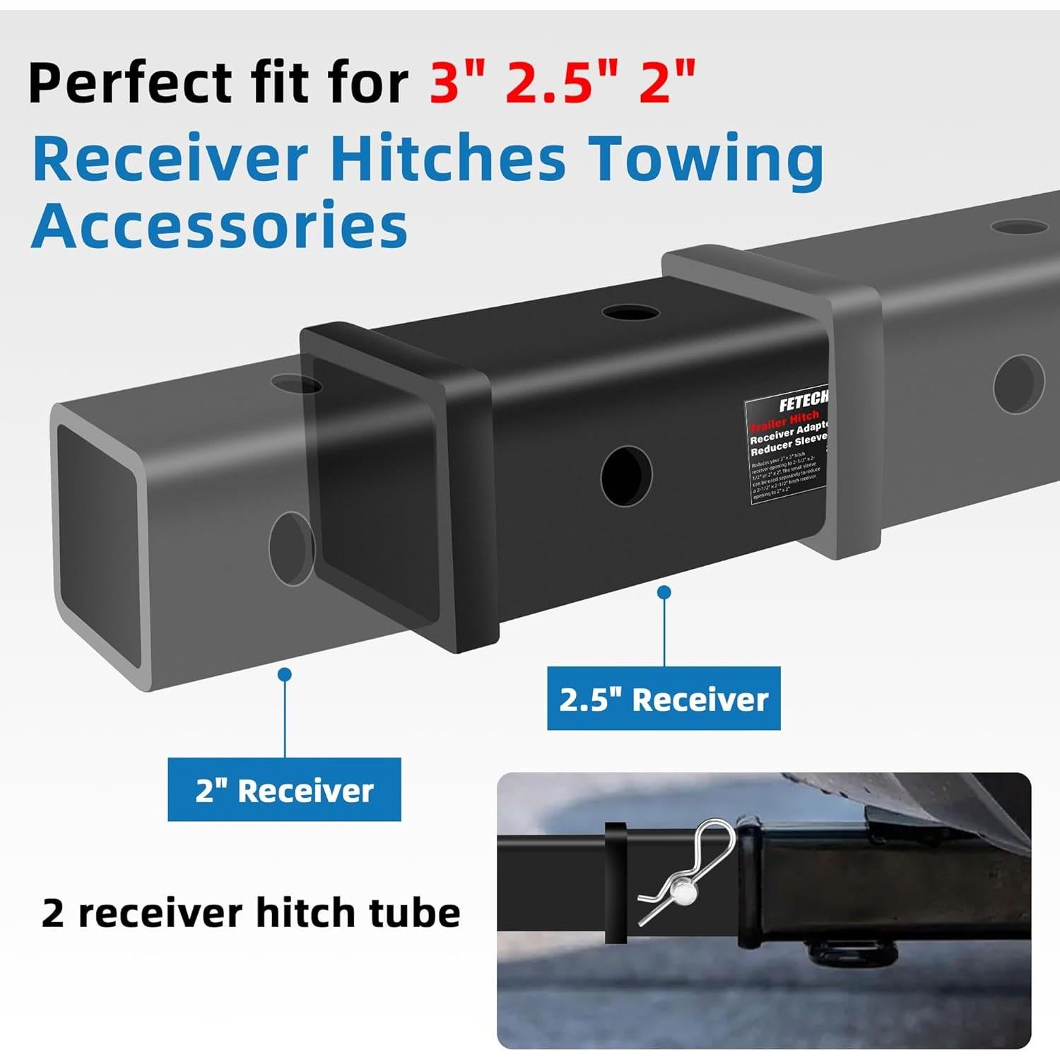 Juego Adaptador Extensor Enganche Remolque Fetechmate 3" a 2"