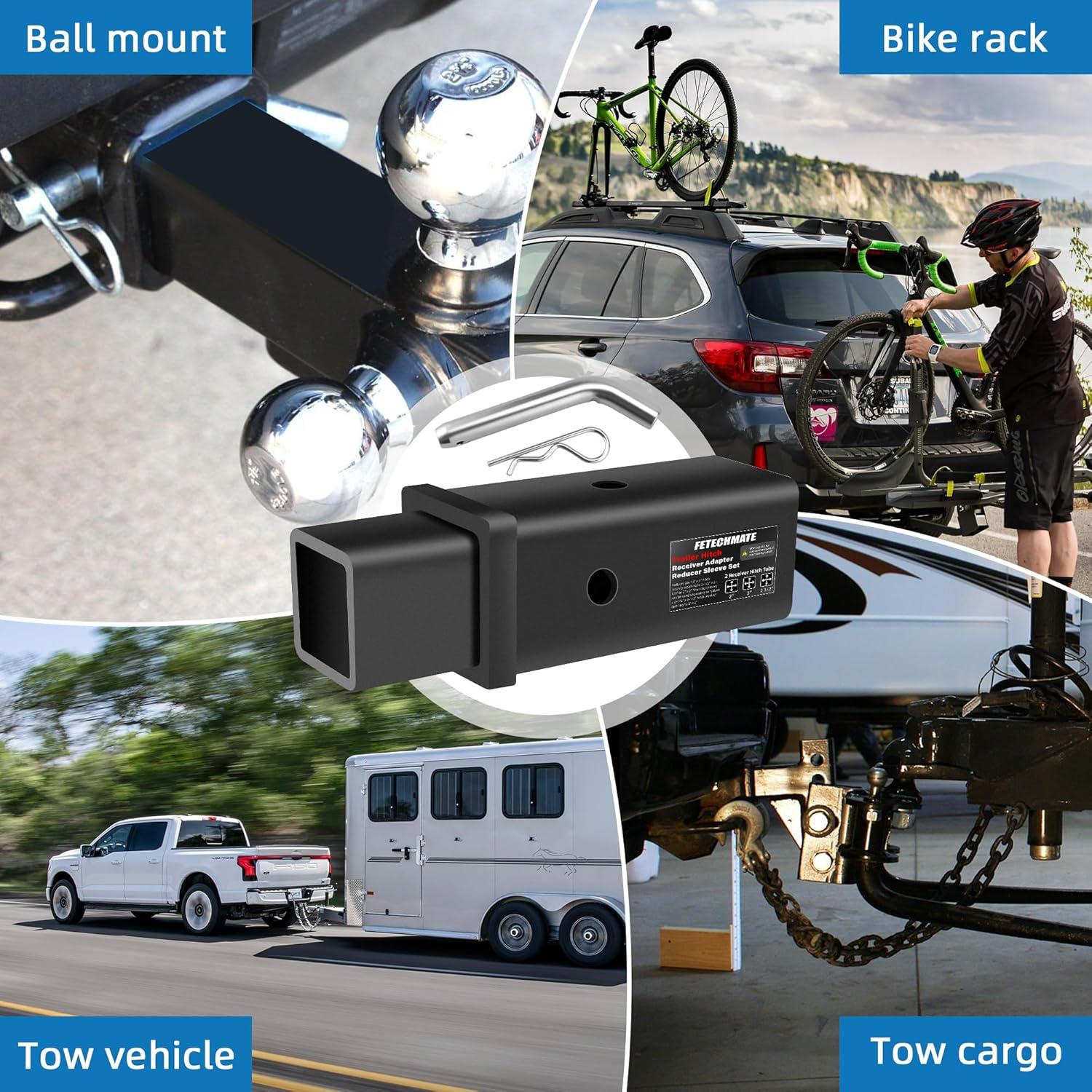 Juego Adaptador Extensor Enganche Remolque Fetechmate 3" a 2"