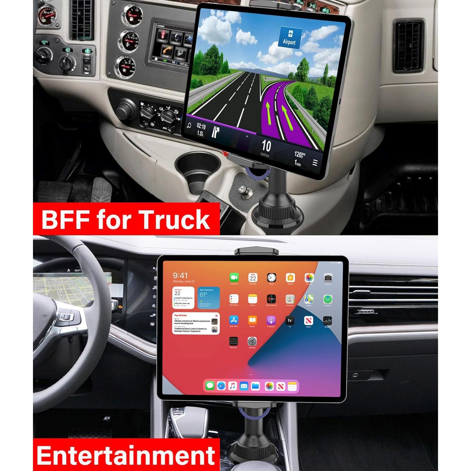 Soporte para Tablet en Portavasos APPS2Car IP3 Ajustable Negro