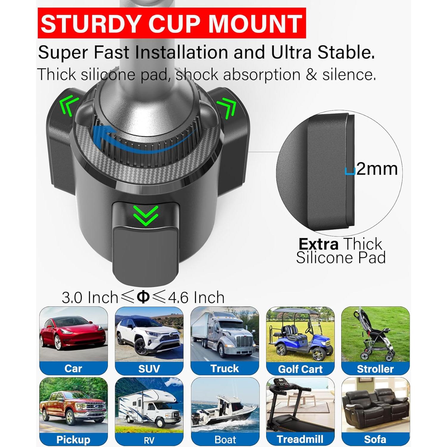 Soporte para Tablet en Portavasos APPS2Car IP3 Ajustable Negro