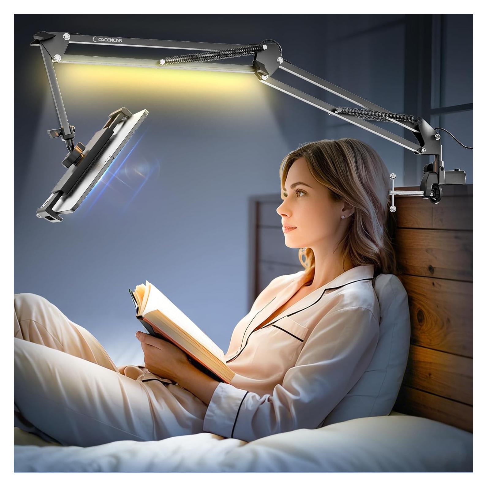 Universal Tablet Stand, Adjustable with Light, Compatible with iPad/iPhone/iPad Pro/N-Switch, or Other 4.513.5 Inches Devices (Black)