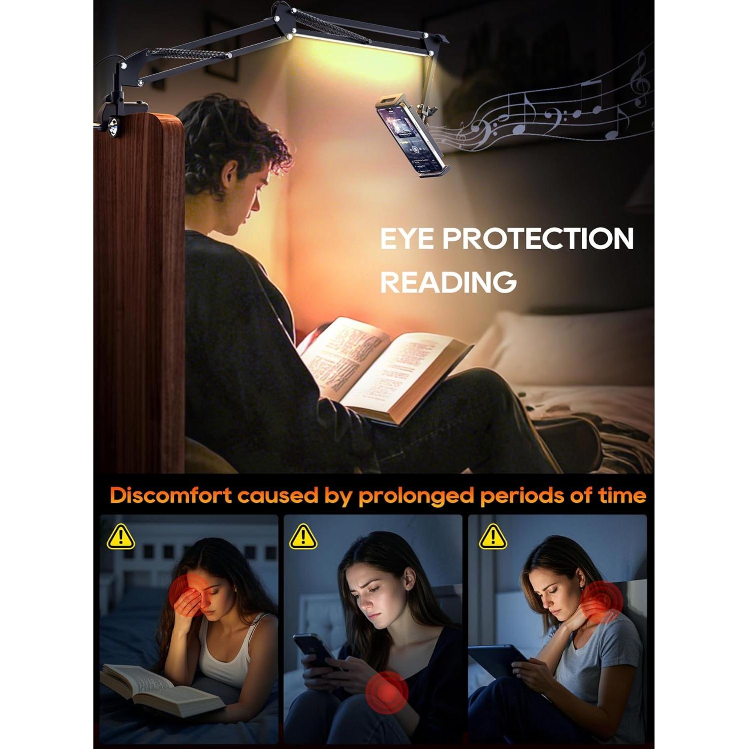 Universal Tablet Stand, Adjustable with Light, Compatible with iPad/iPhone/iPad Pro/N-Switch, or Other 4.513.5 Inches Devices (Black)