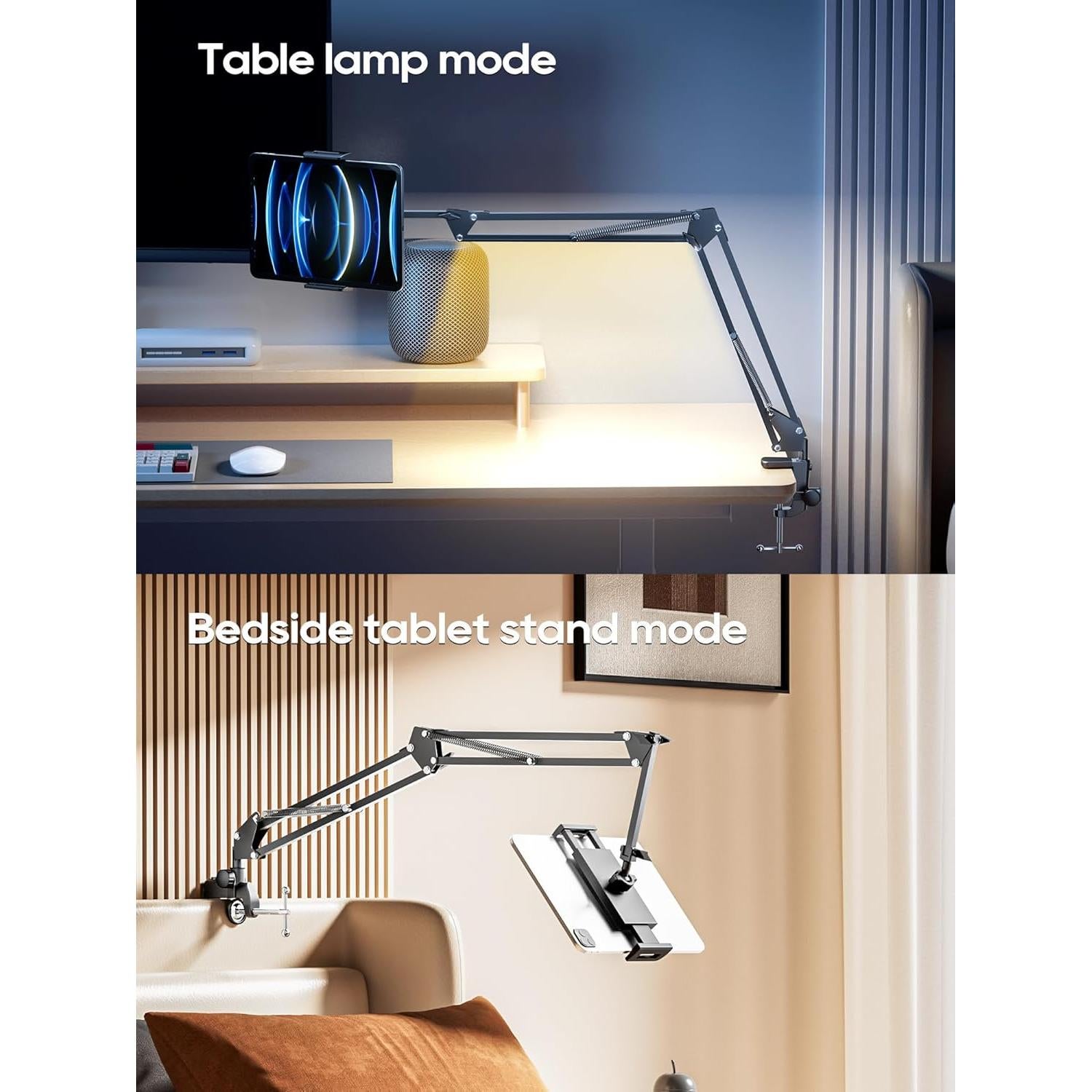 Universal Tablet Stand, Adjustable with Light, Compatible with iPad/iPhone/iPad Pro/N-Switch, or Other 4.513.5 Inches Devices (Black)