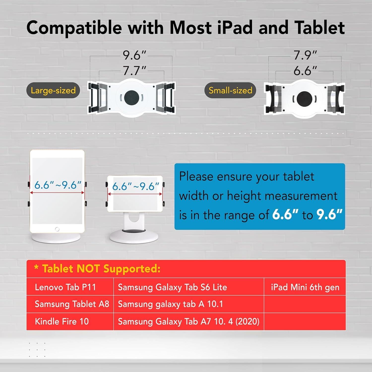 Soporte para Tabletas EHO EH-300100 Blanco 360° Ajustable