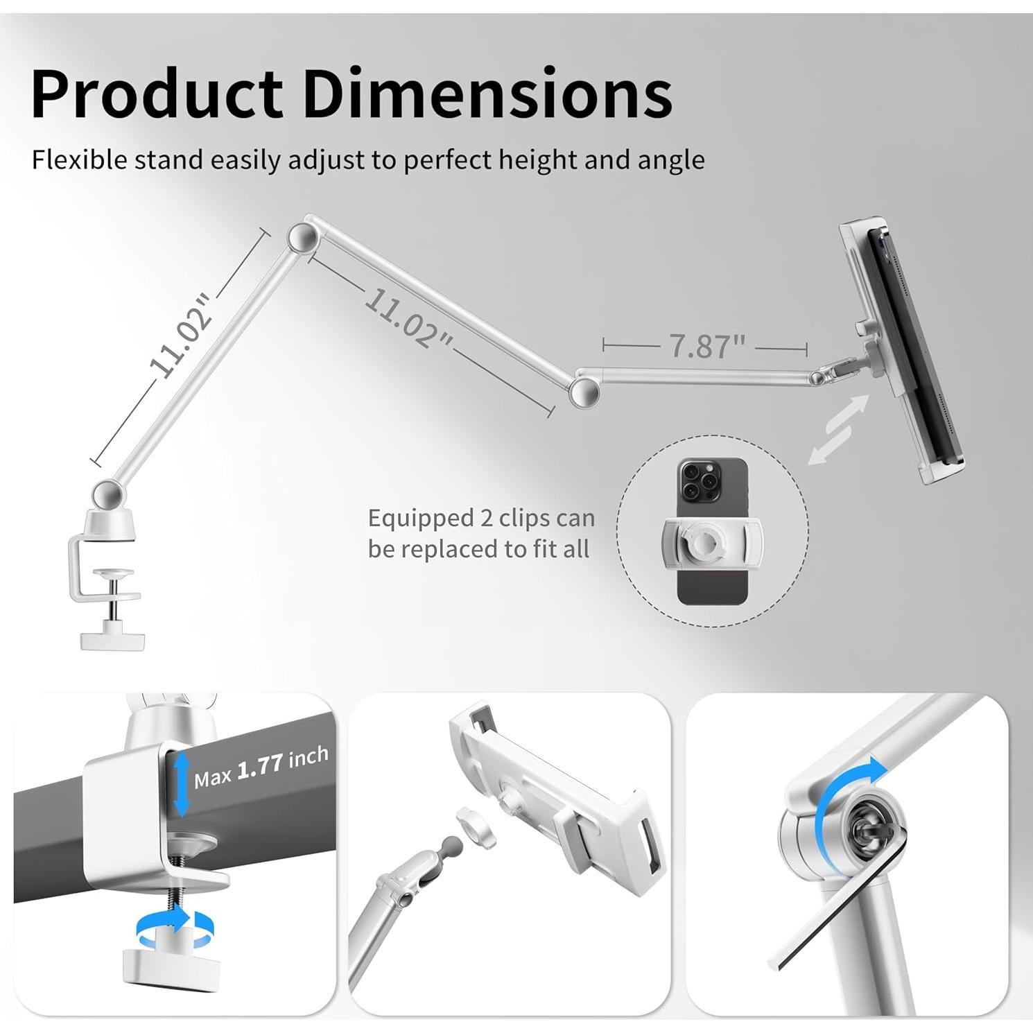 Soporte Ajustable para iPad LULULOOK - Aluminio, 4.7" a 13"