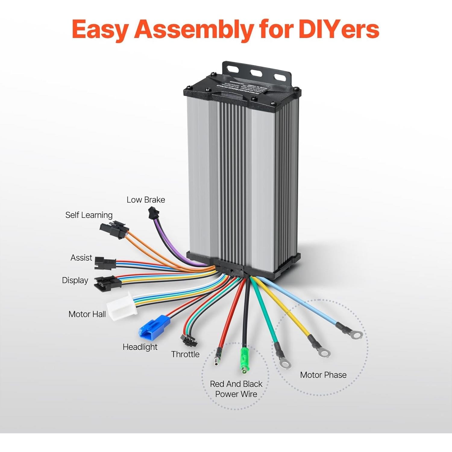 VEVOR 1000W Electric Bike Conversion Kit, 48V 420rpm 26" Front Wheel E-Bike Hub Motor Kit with Upgraded Speed Controller, Throttle Grip Kit, LCD Display, and PAS System for Road Bike