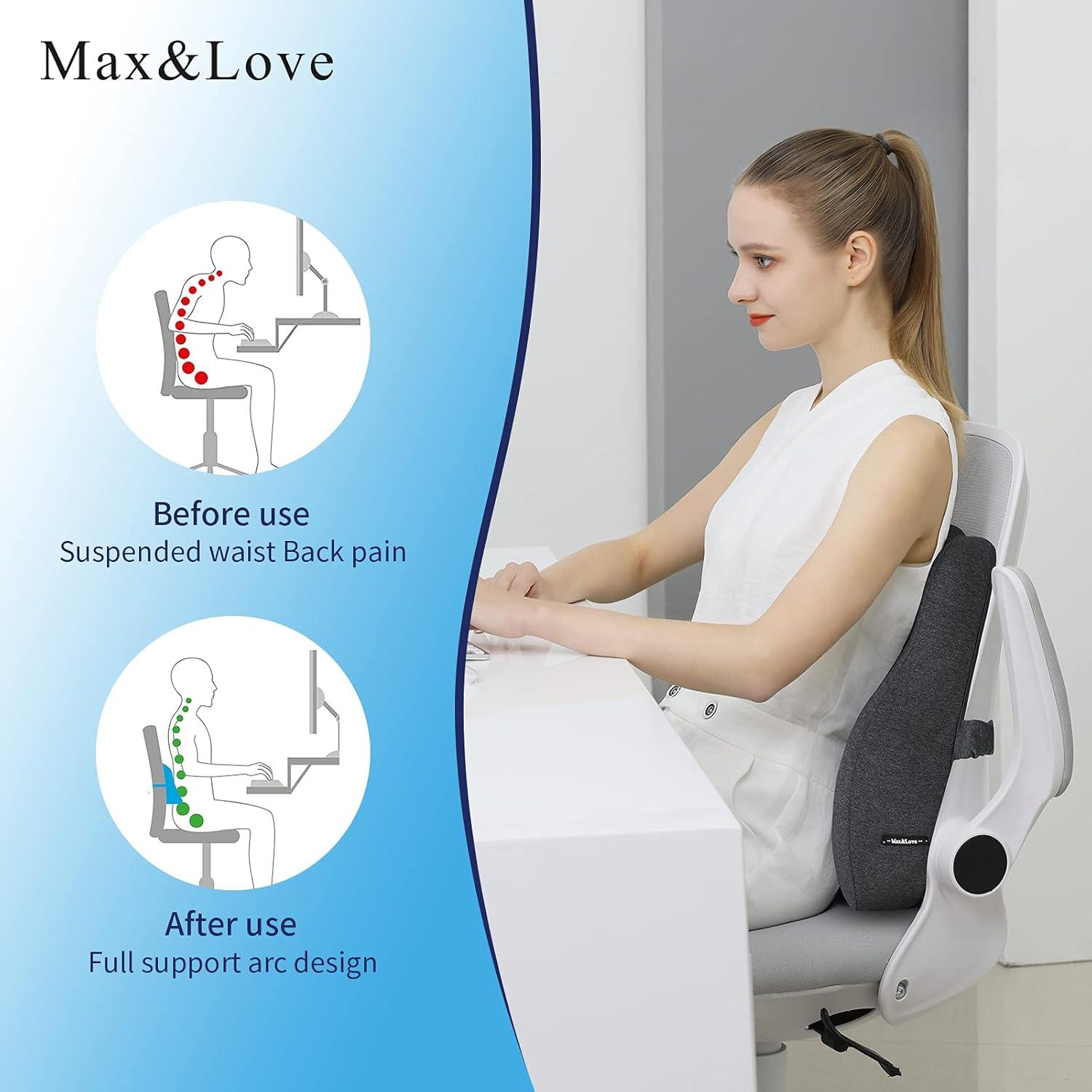 Max&Love Almohada Lumbar Ergonomica Espuma de Memoria Gris