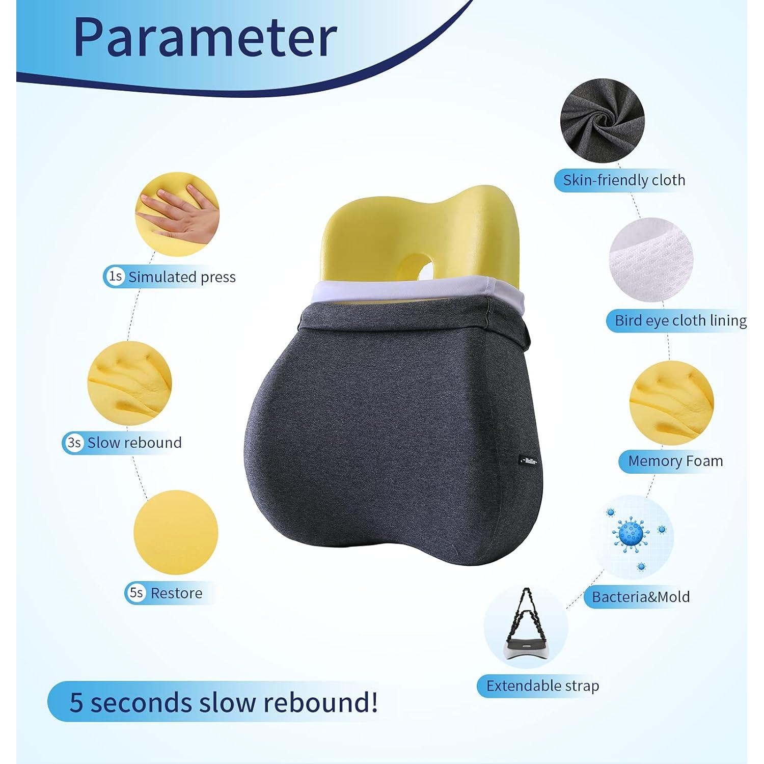 Max&Love Almohada Lumbar Ergonomica Espuma de Memoria Gris