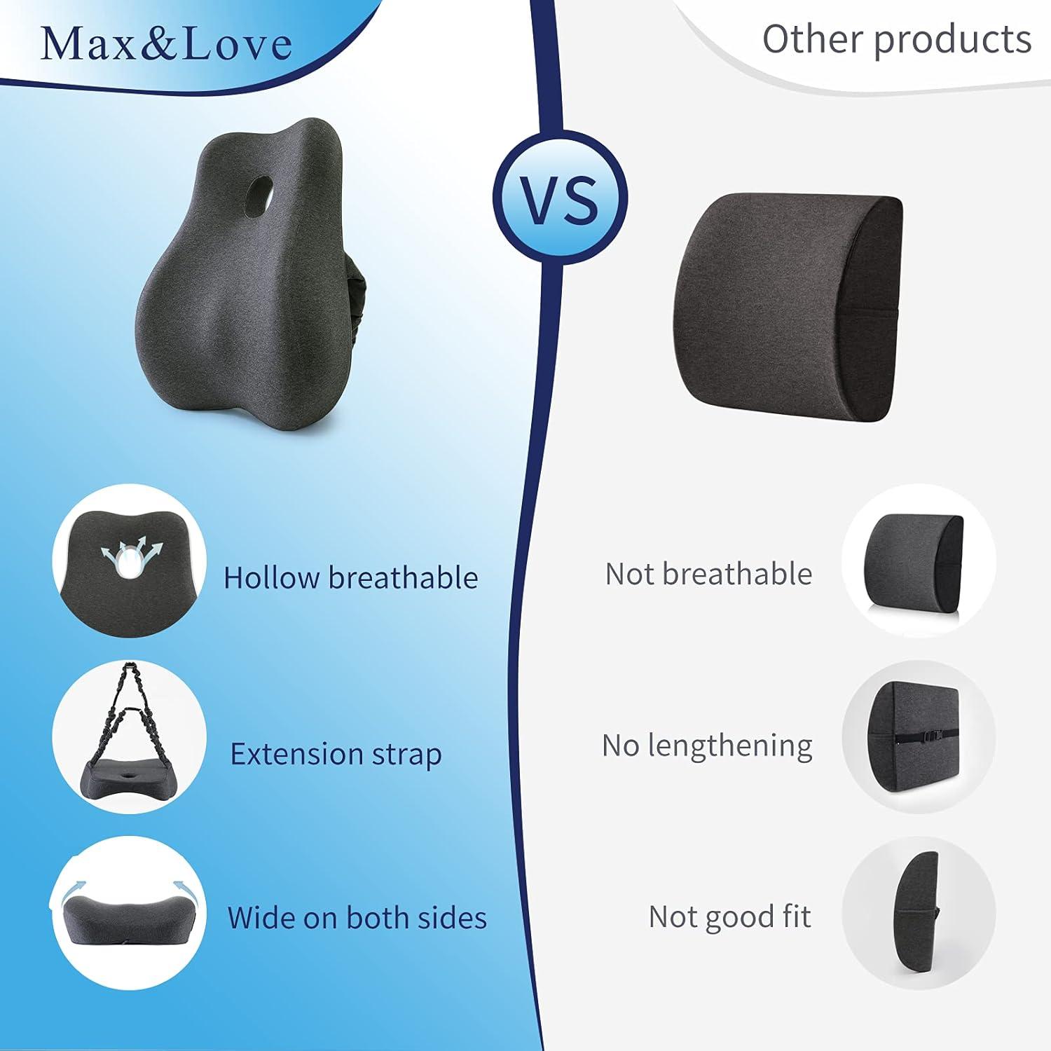 Max&Love Almohada Lumbar Ergonomica Espuma de Memoria Gris