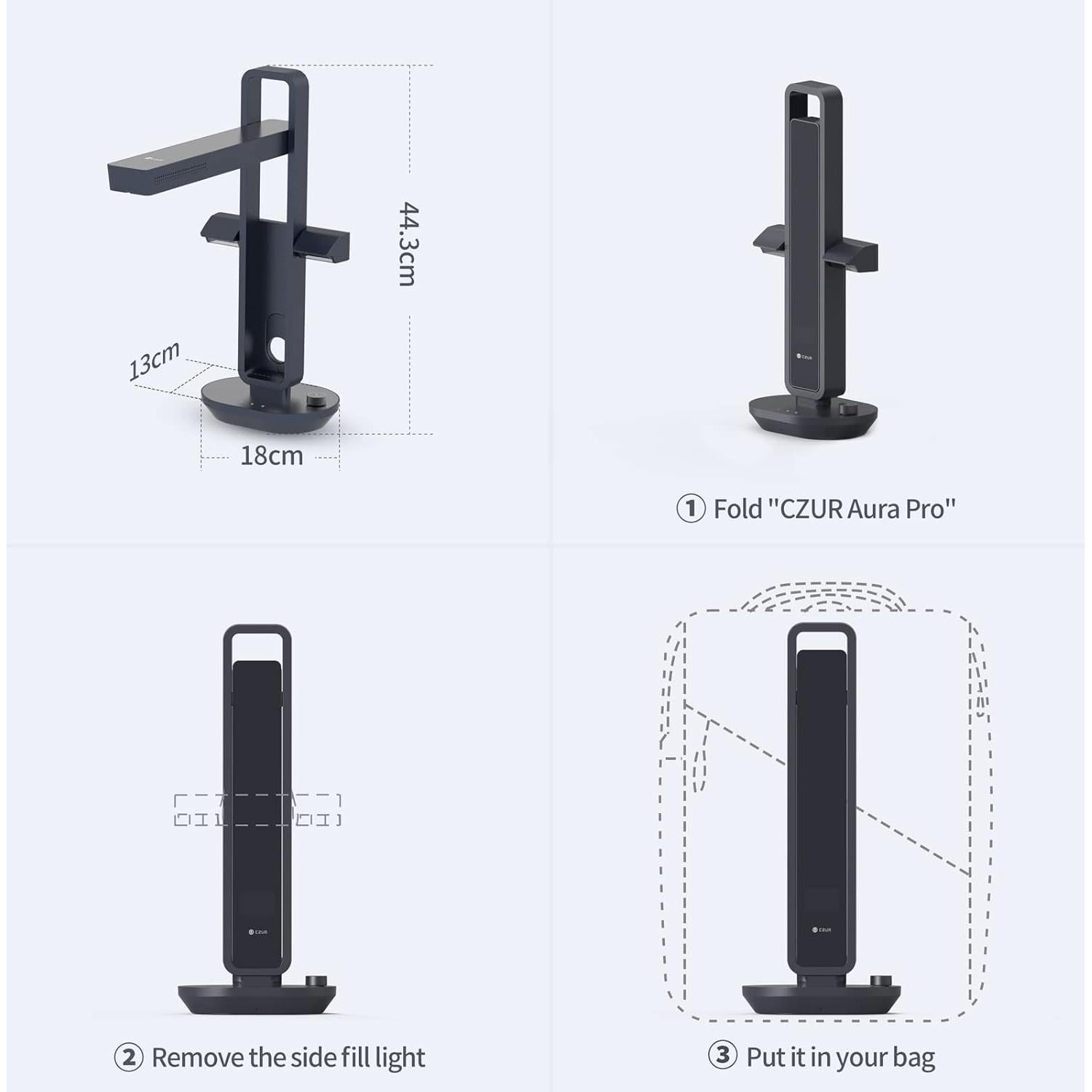 Escáner de Libros CZUR Aura Pro A3/A4 Plegable y Portátil