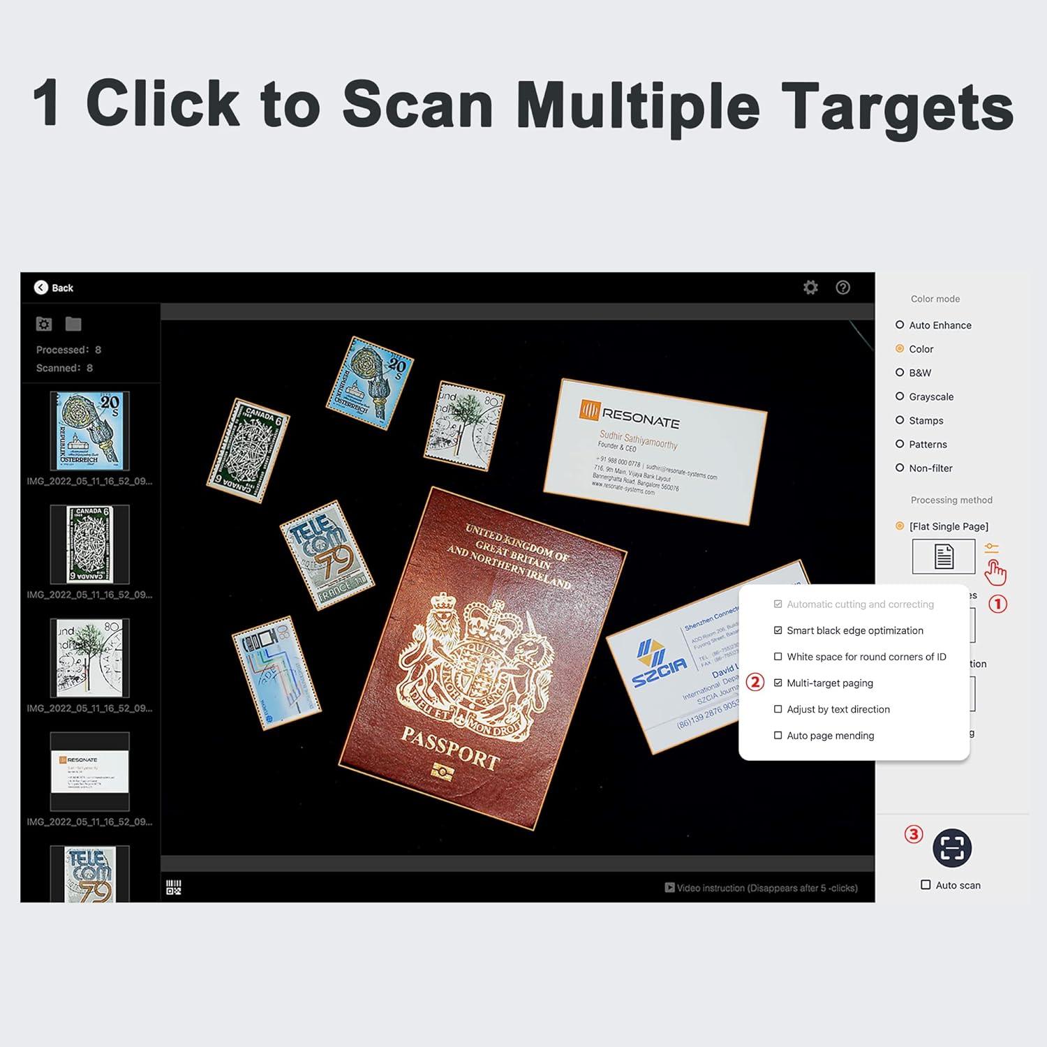 Escáner de Documentos Portátil CZUR Lens800 Pro 8MP A4