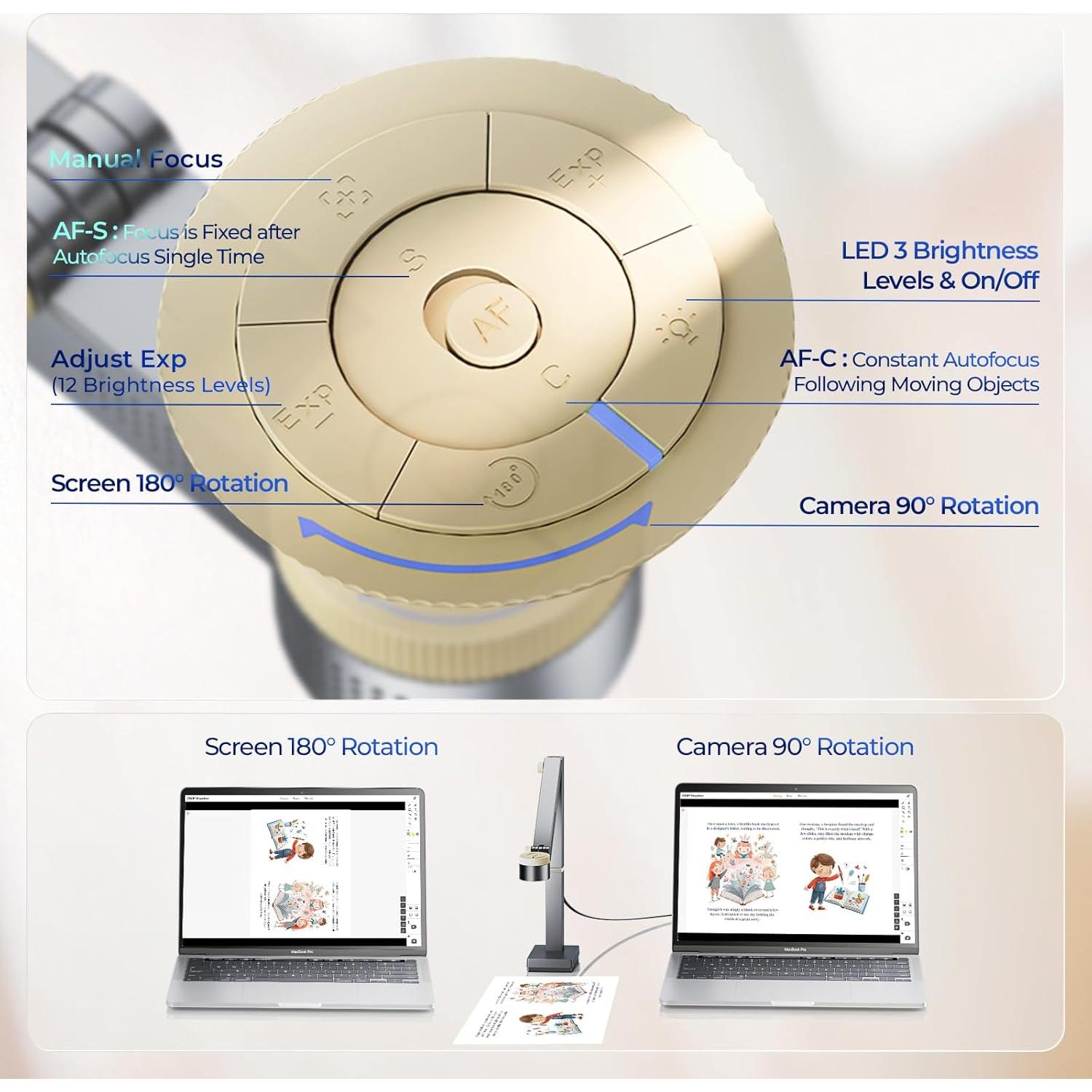 CZUR Fancy S Pro Cámara Documentos 12MP Webcam 4K 60fps