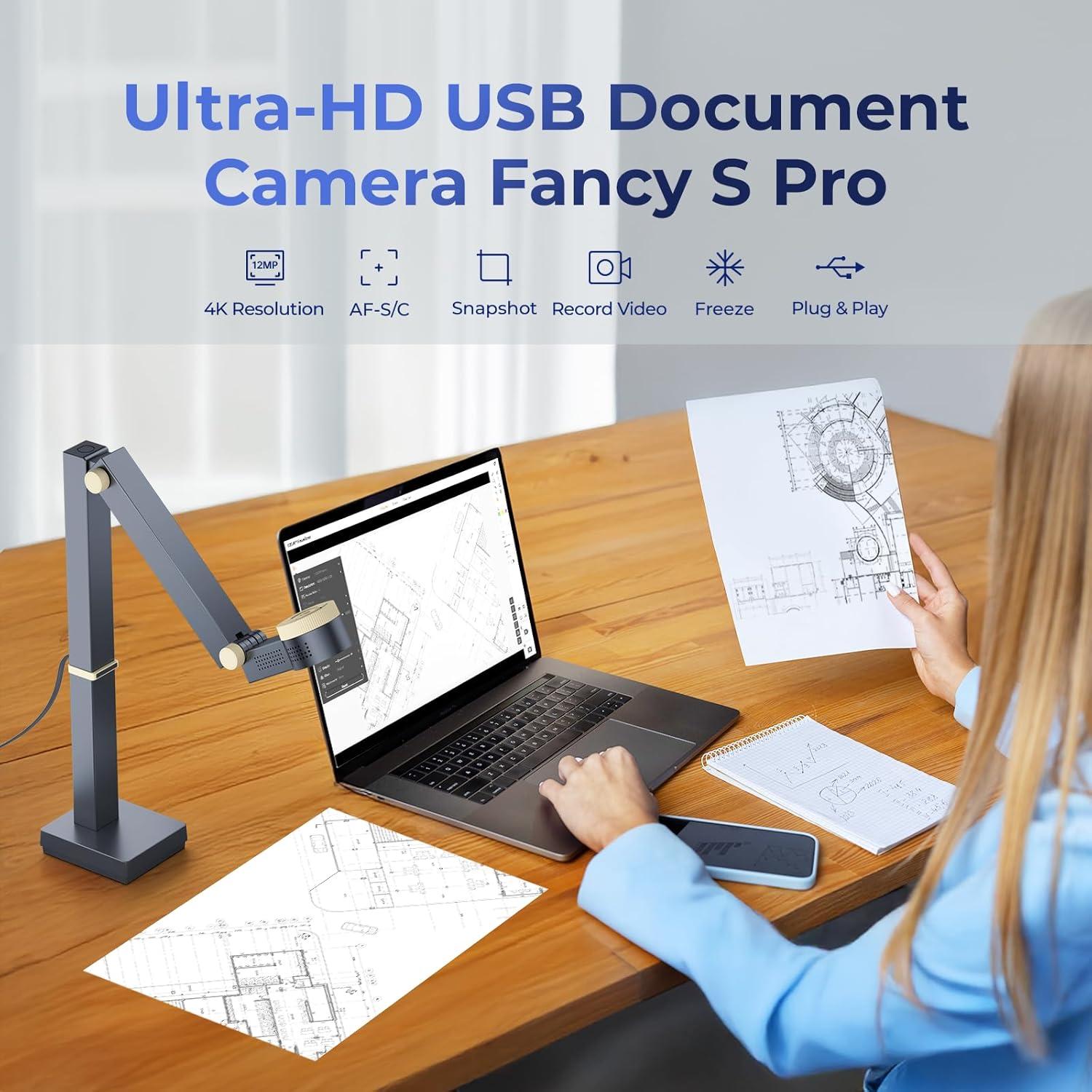 CZUR Fancy S Pro Cámara Documentos 12MP Webcam 4K 60fps
