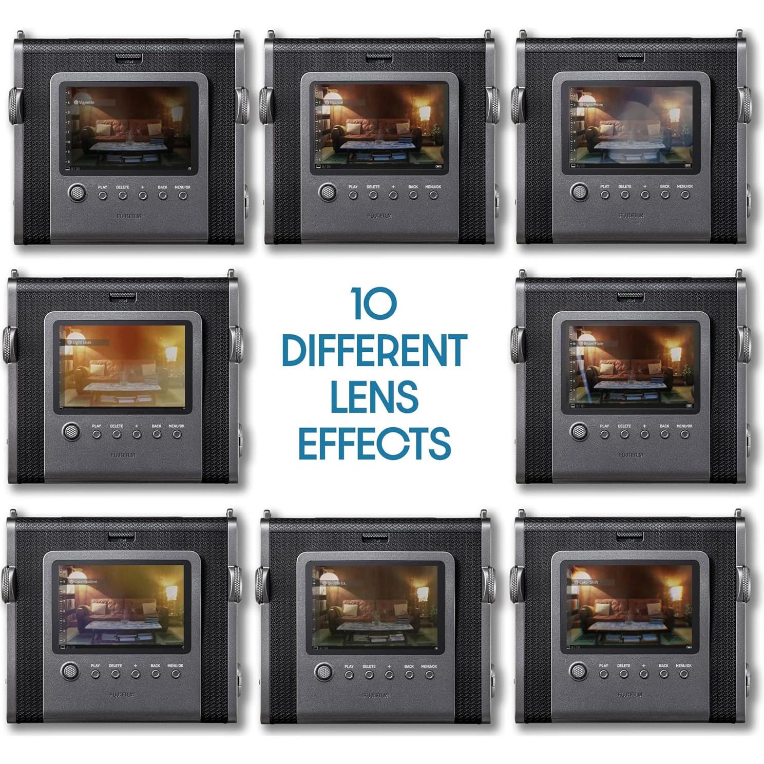 Instax Wide Evo Hybrid Instant Film Camera (16840957) Bundle with Fuji Instax-Wide Brushed Metallics Instant Film (10 Exposures) + 32GB Memory Card + Padded Case + Cleaning Kit + More