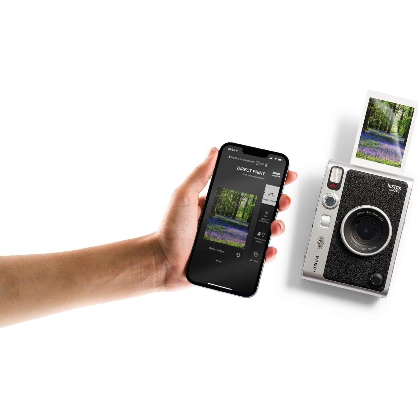 Cámara Instantánea Híbrida Fujifilm Instax Mini EVO Negra + 20 Hojas