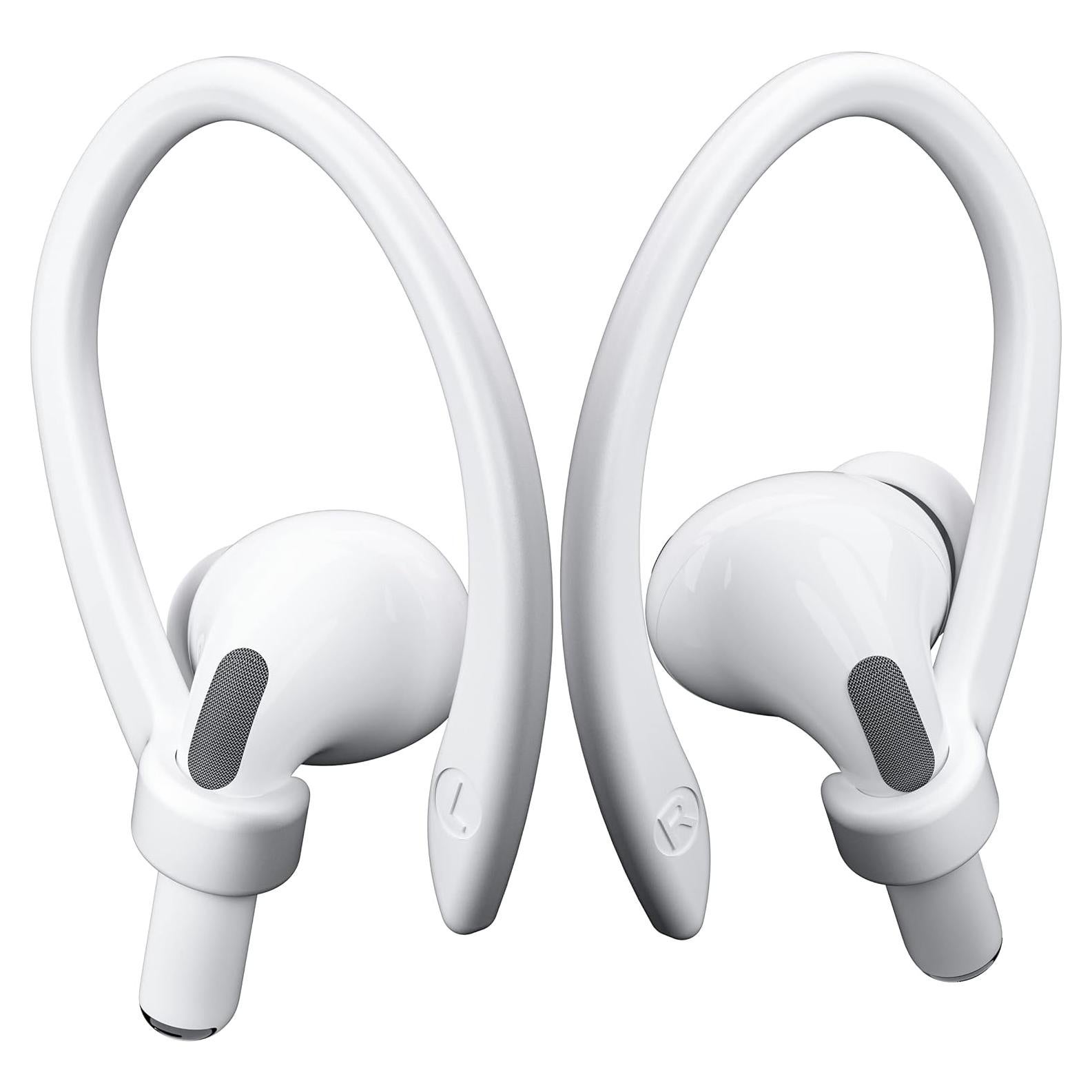 2 Pairs AirPods Ear Hooks for AirPods Pro 2, AirPods Pro, AirPods 4, 3, 2 & 1, Upgraded Anti Slip Sports Clip Hooks for AirPods 1, 2, 3, 4,Pro, Pro 2 – White