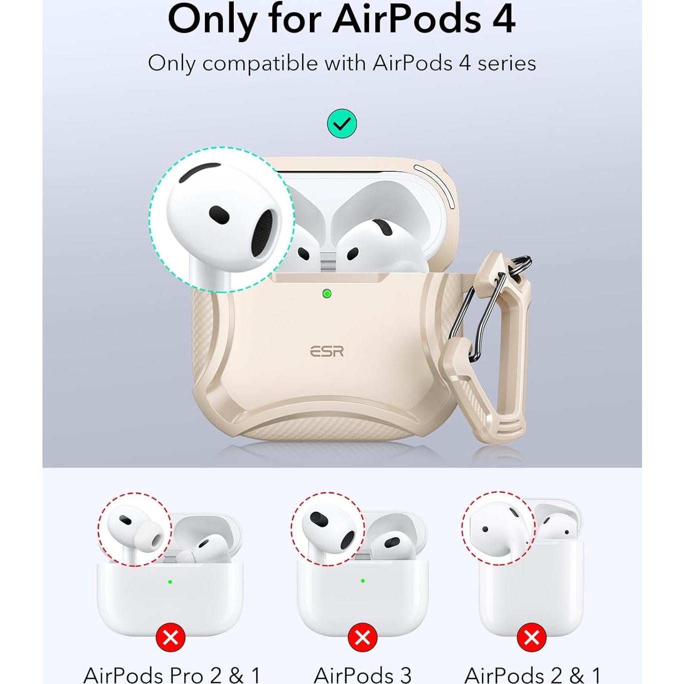 Funda ESR para AirPods 4 (2024) Titanio Desértico MagSafe