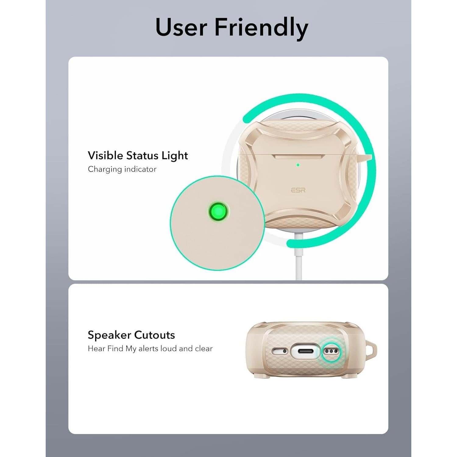 Funda ESR para AirPods 4 (2024) Titanio Desértico MagSafe