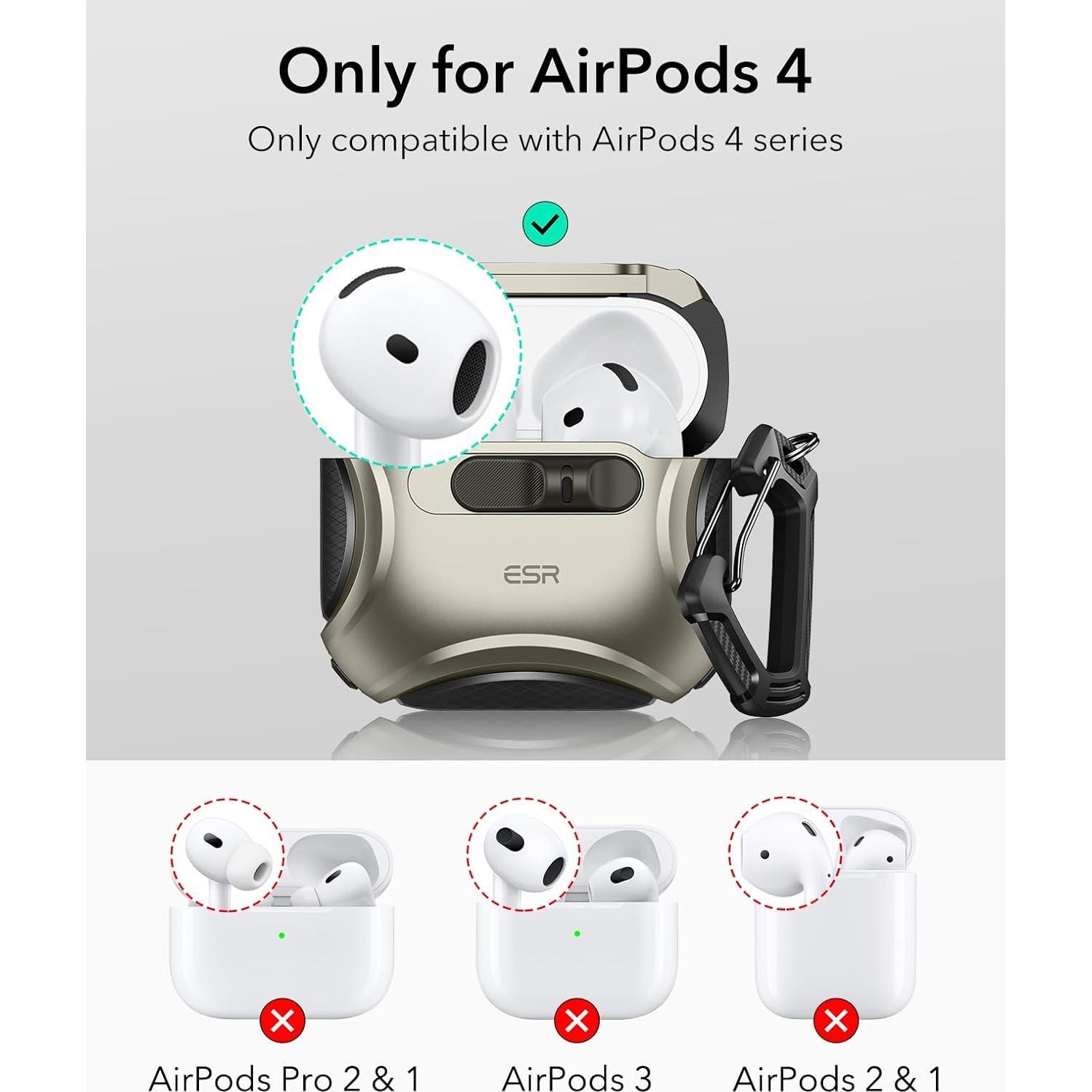 Funda Titanio ESR para AirPods 4 (2024) con MagSafe