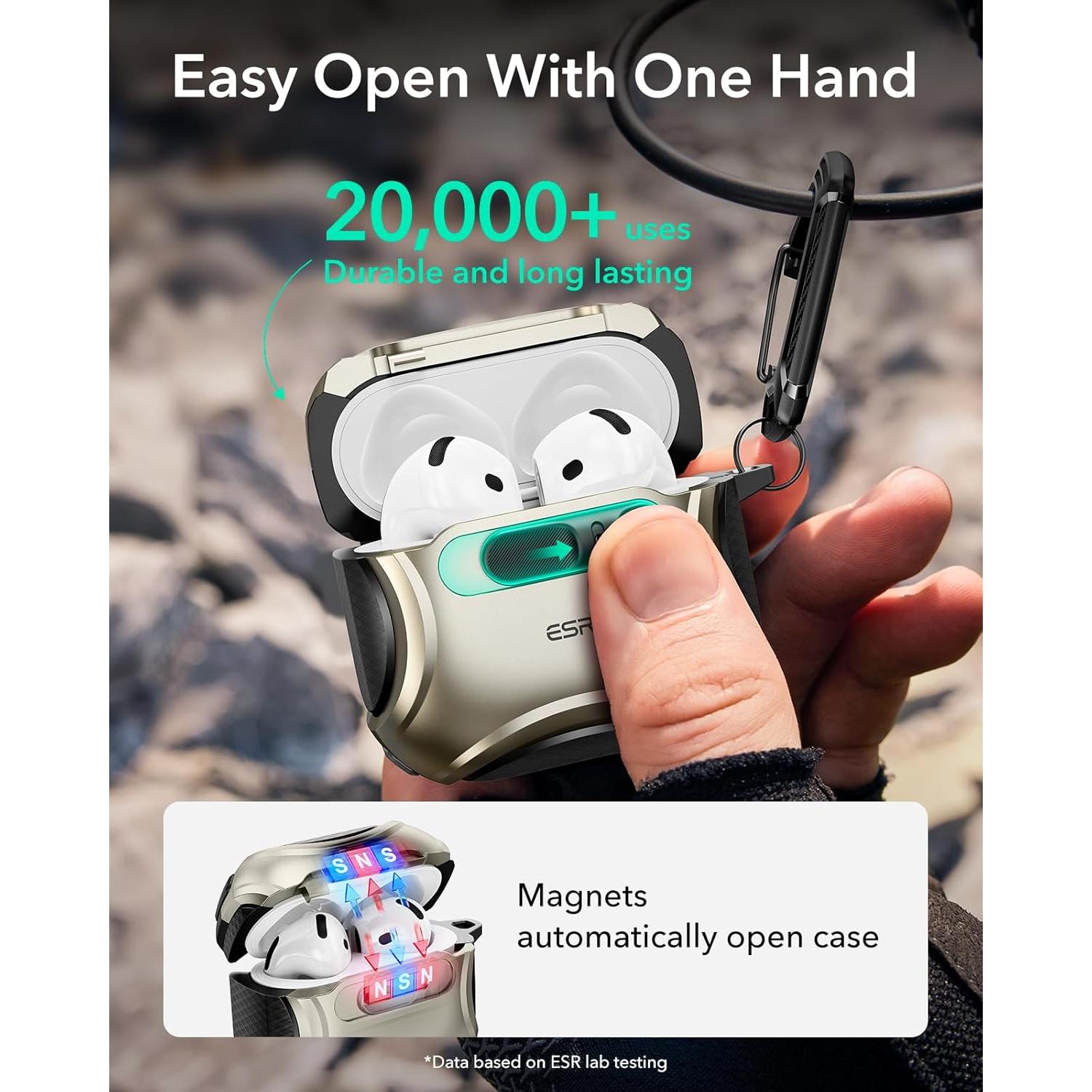 Funda Titanio ESR para AirPods 4 (2024) con MagSafe